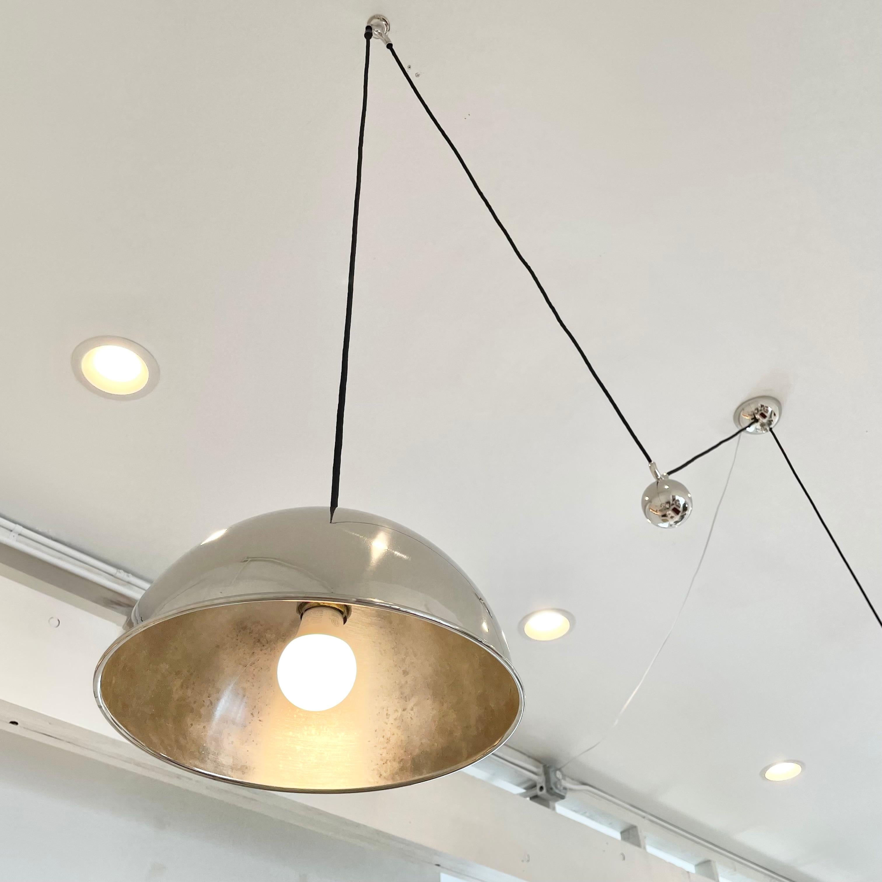 Florian Schulz Chrome Double Counter Balance Chandelier, 1980s, Germany 5