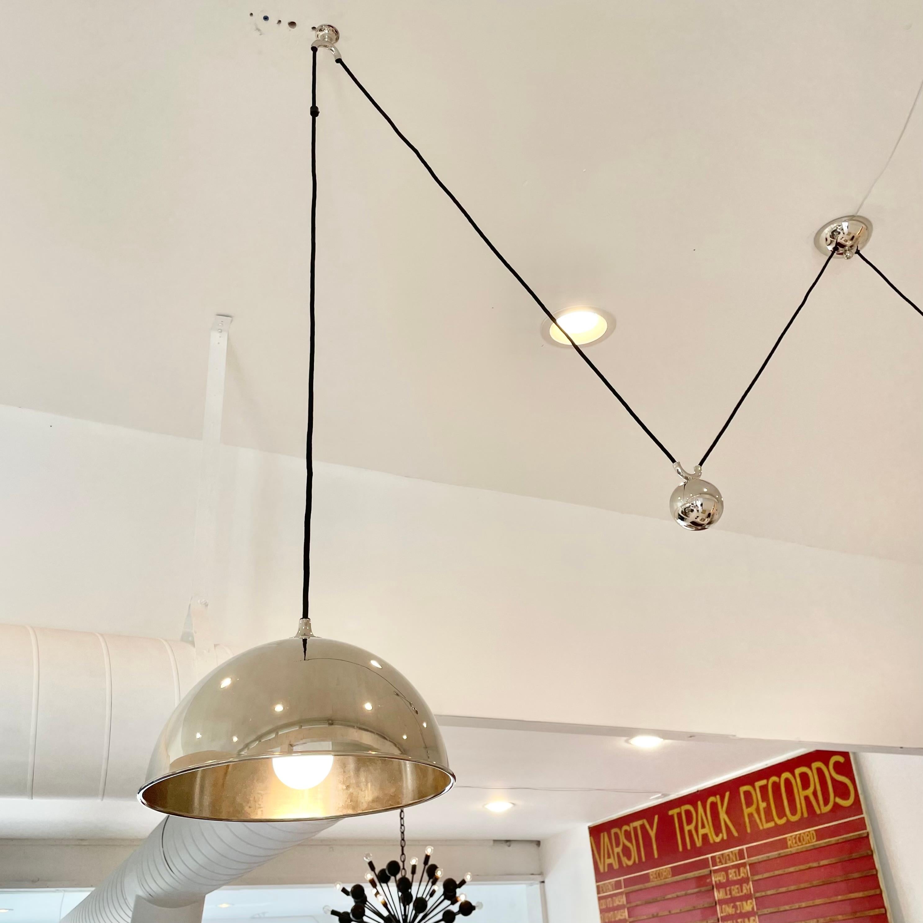 Florian Schulz Chrome Double Counter Balance Chandelier, 1980s, Germany 7