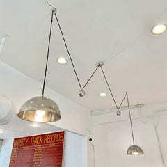 Florian Schulz Chrome Double Counter Balance Chandelier, 1980s, Germany