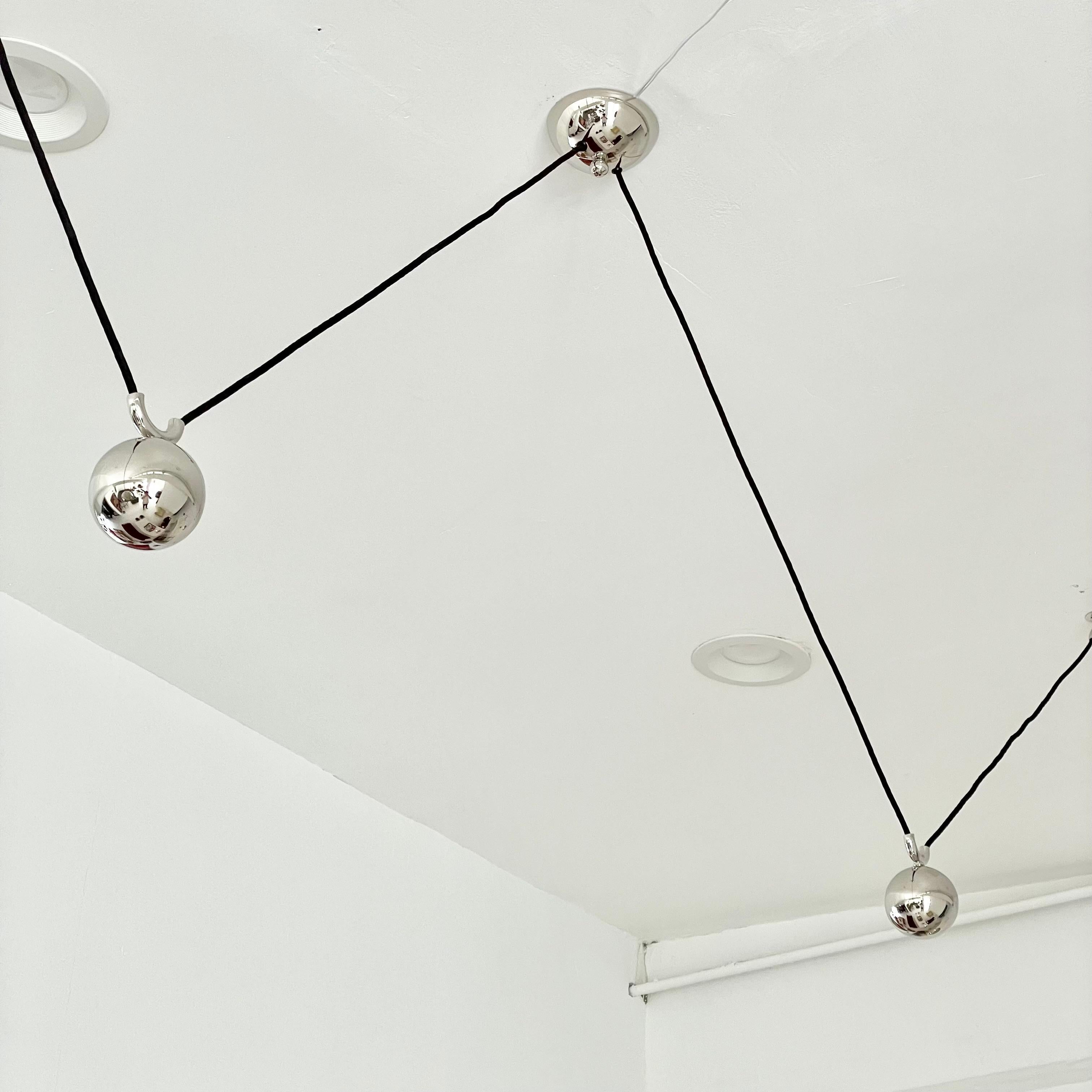 Florian Schulz Chrome Double Counter Balance Chandelier, 1980s, Germany 1