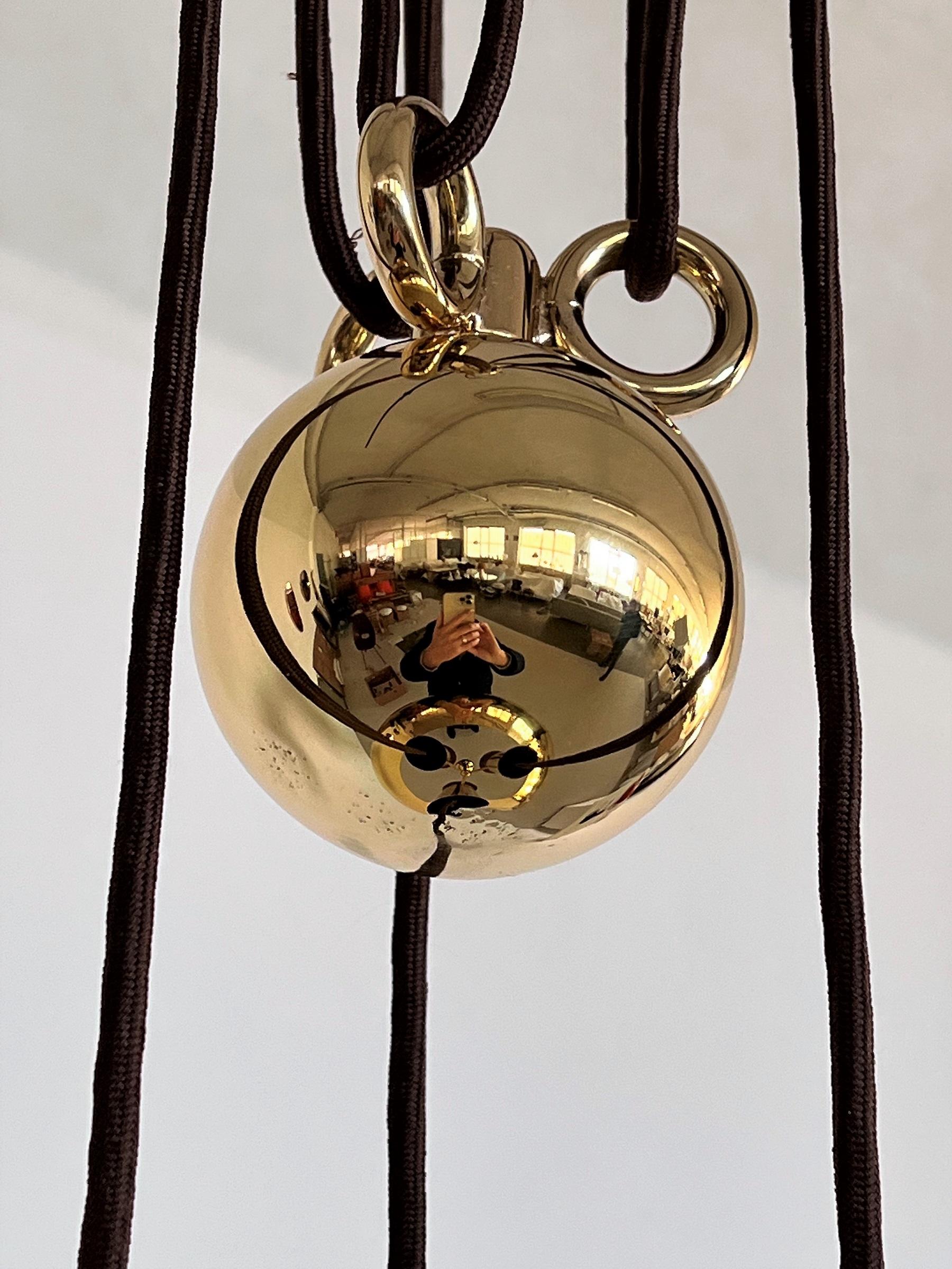 Late 20th Century Florian Schulz Rare Counter Balance Vintage Pendant Light in Brass, 1970 For Sale