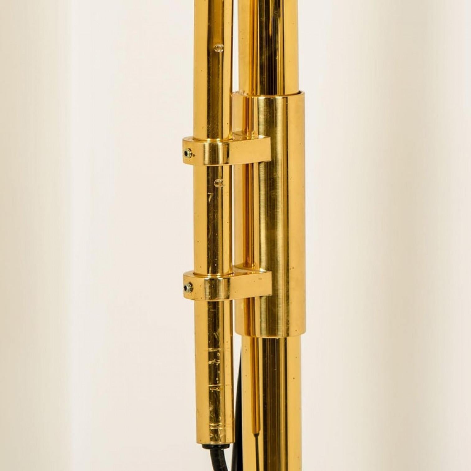 Other Florian Schulz Double Ball Brass Arc Floor Lamp, Height Adjustable, 1970 For Sale