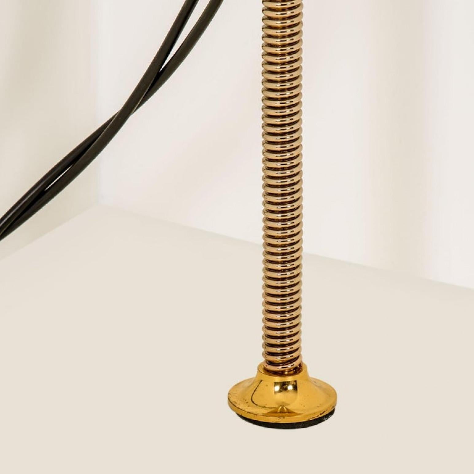 Florian Schulz Double Ball Brass Arc Floor Lamp, Height Adjustable, 1970 In Good Condition For Sale In Rijssen, NL