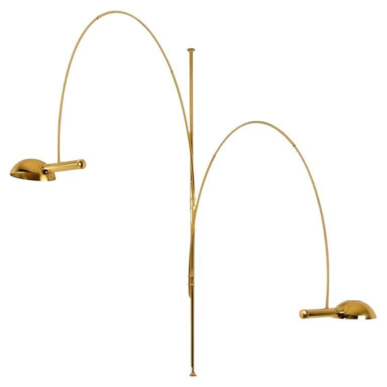 Florian Schulz Arc Floor Lamp, Height Adjustable, Nickel, 1970 For Sale