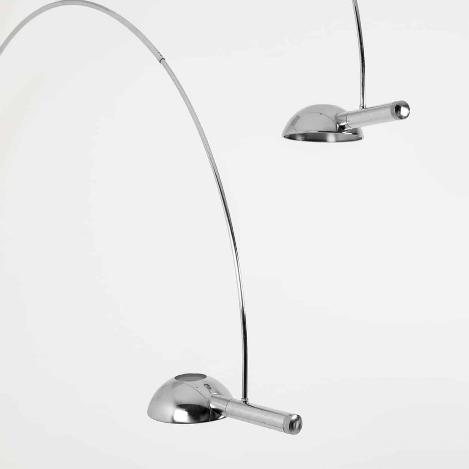 Florian Schulz Double Ball Chrome Arc Floor Lamp, Height Adjustable, 1970 en venta 5