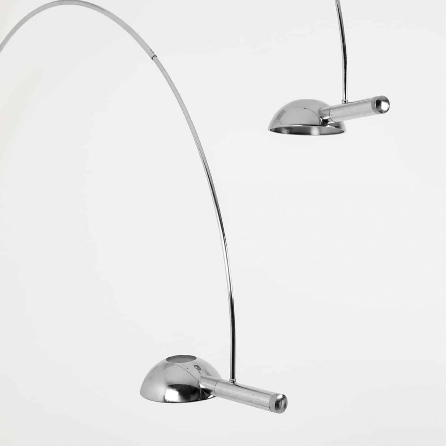 Florian Schulz Double Ball Chrome Arc Floor Lamp, Height Adjustable, 1970 For Sale 5