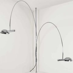 Florian Schulz Double Ball Chrome Arc Floor Lamp, Height Adjustable, 1970