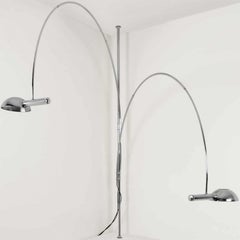 Florian Schulz Double Ball Chrome Arc Floor Lamp, Height Adjustable, 1970
