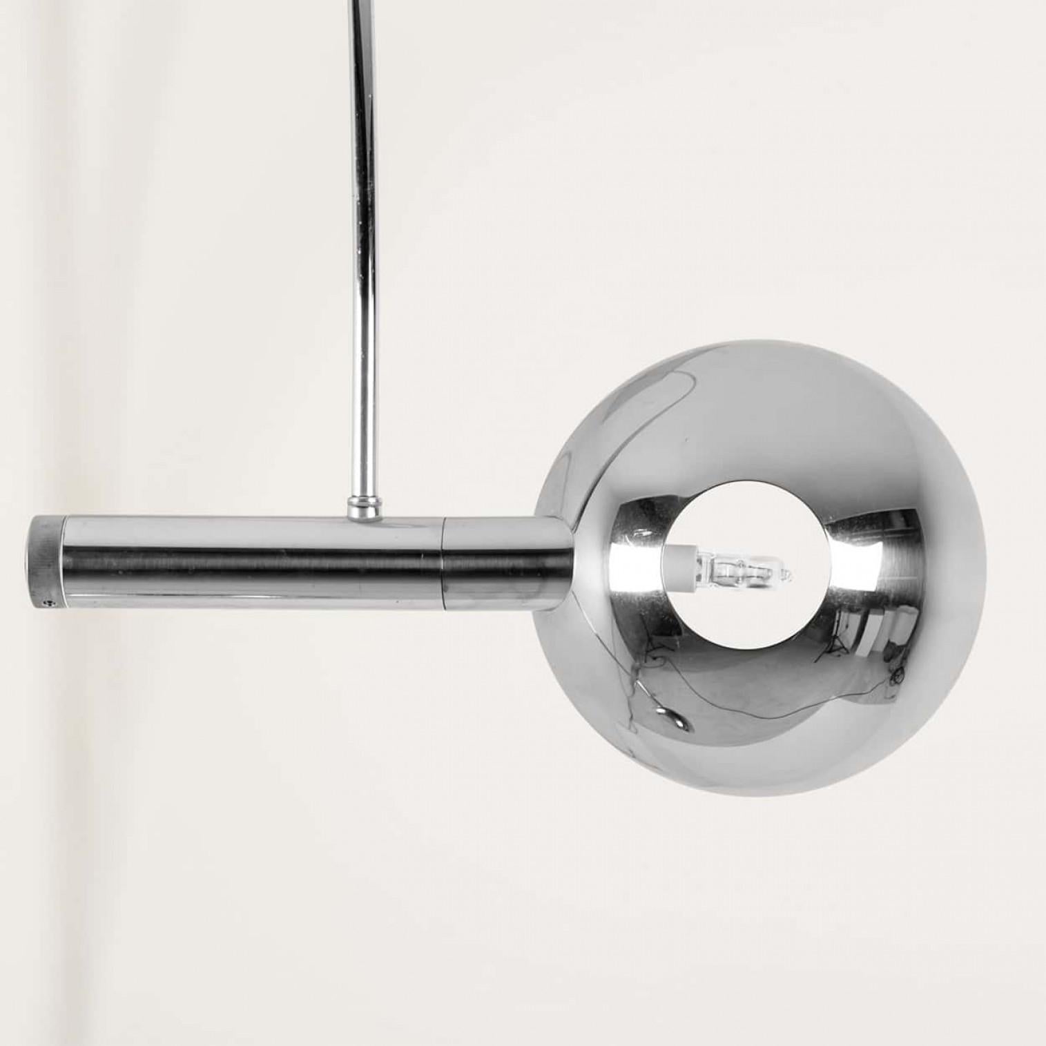 Florian Schulz Double Ball Chrome Arc Floor Lamp, Height Adjustable, 1970 In Good Condition For Sale In Rijssen, NL