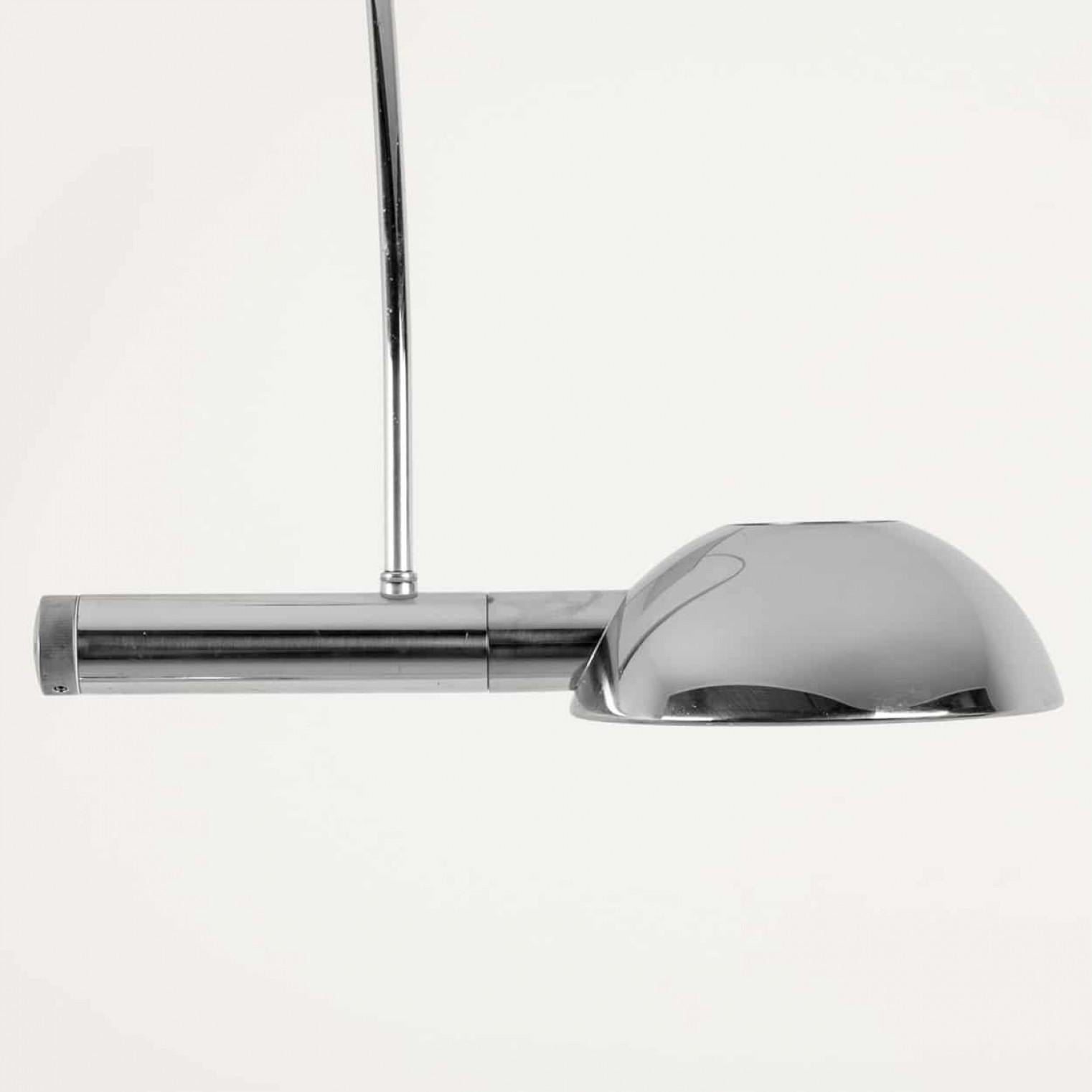 Florian Schulz Double Ball Chrome Arc Floor Lamp, Height Adjustable, 1970 finales del siglo XX en venta