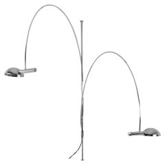 Florian Schulz Double Ball Chrome Arc Floor Lamp, Height Adjustable, 1970