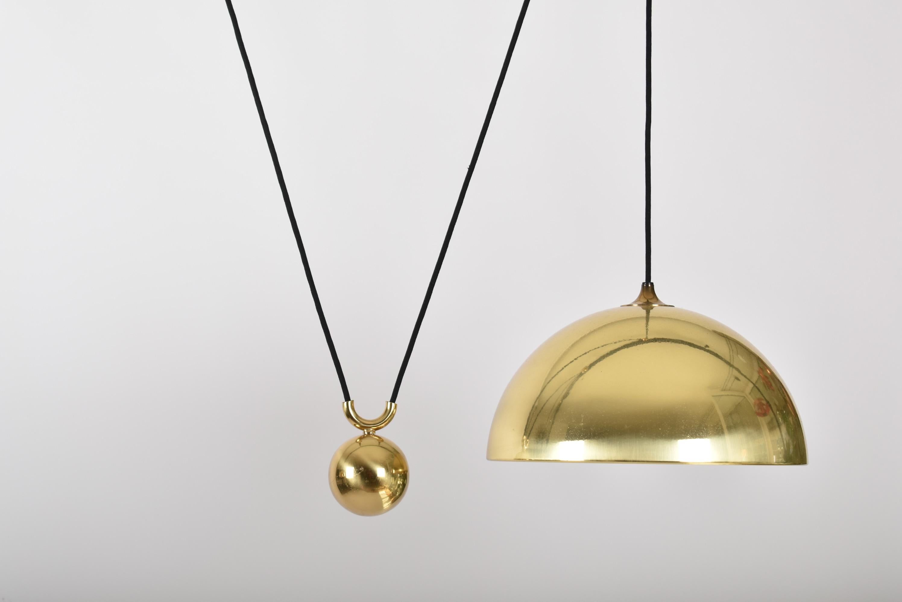Polished Florian Schulz Double Counterbalance Brass Lamp, Germany, 1970