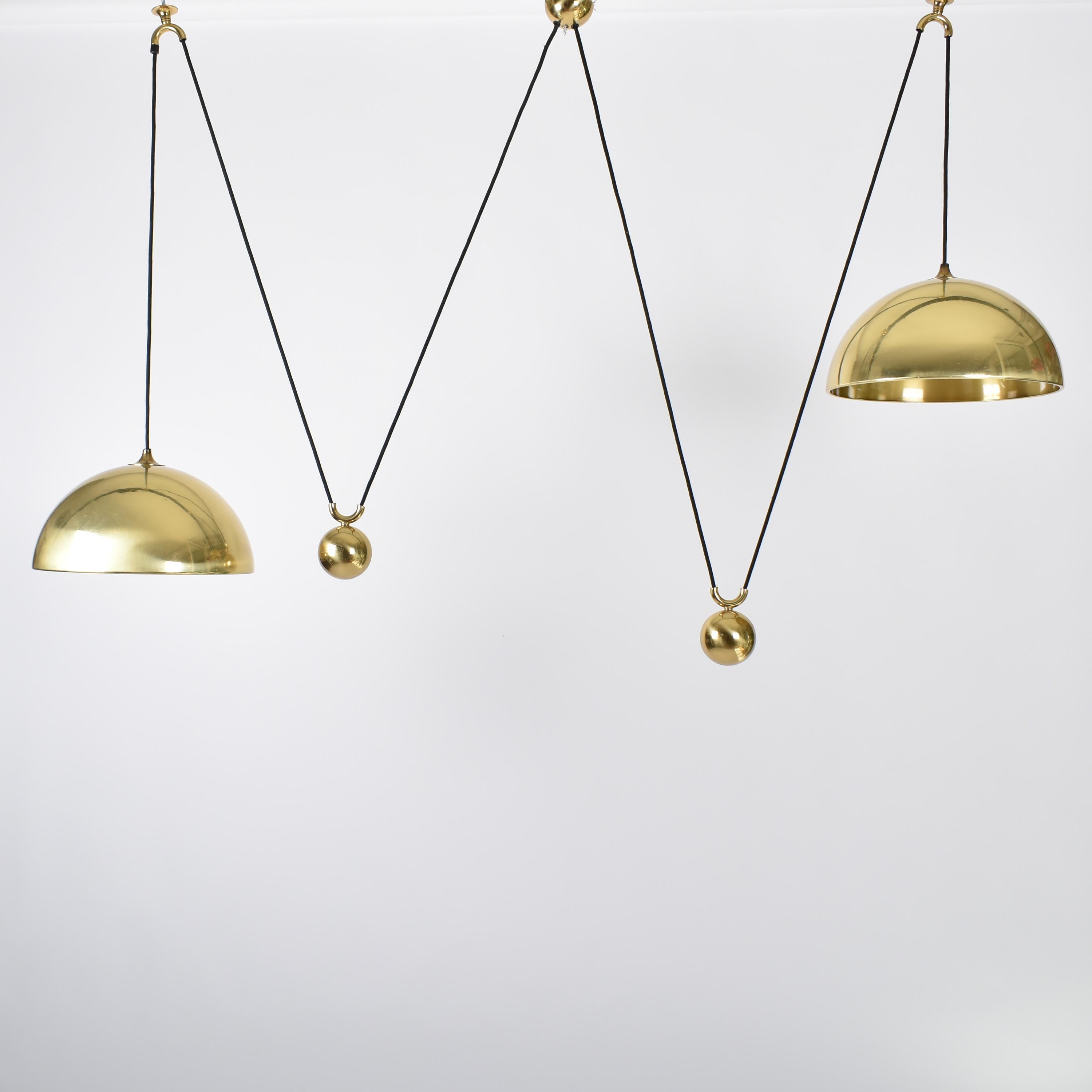 Florian Schulz Double Counterbalance Brass Lamp, Germany, 1970 1