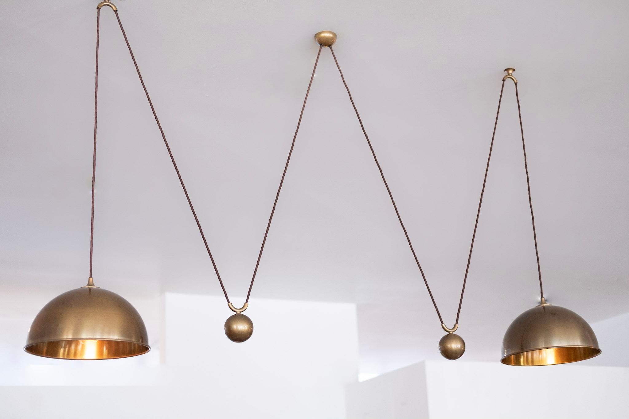 Florian Schulz Attributed Double Dome Counterbalance Pendant In Excellent Condition In Beverly Hills, CA
