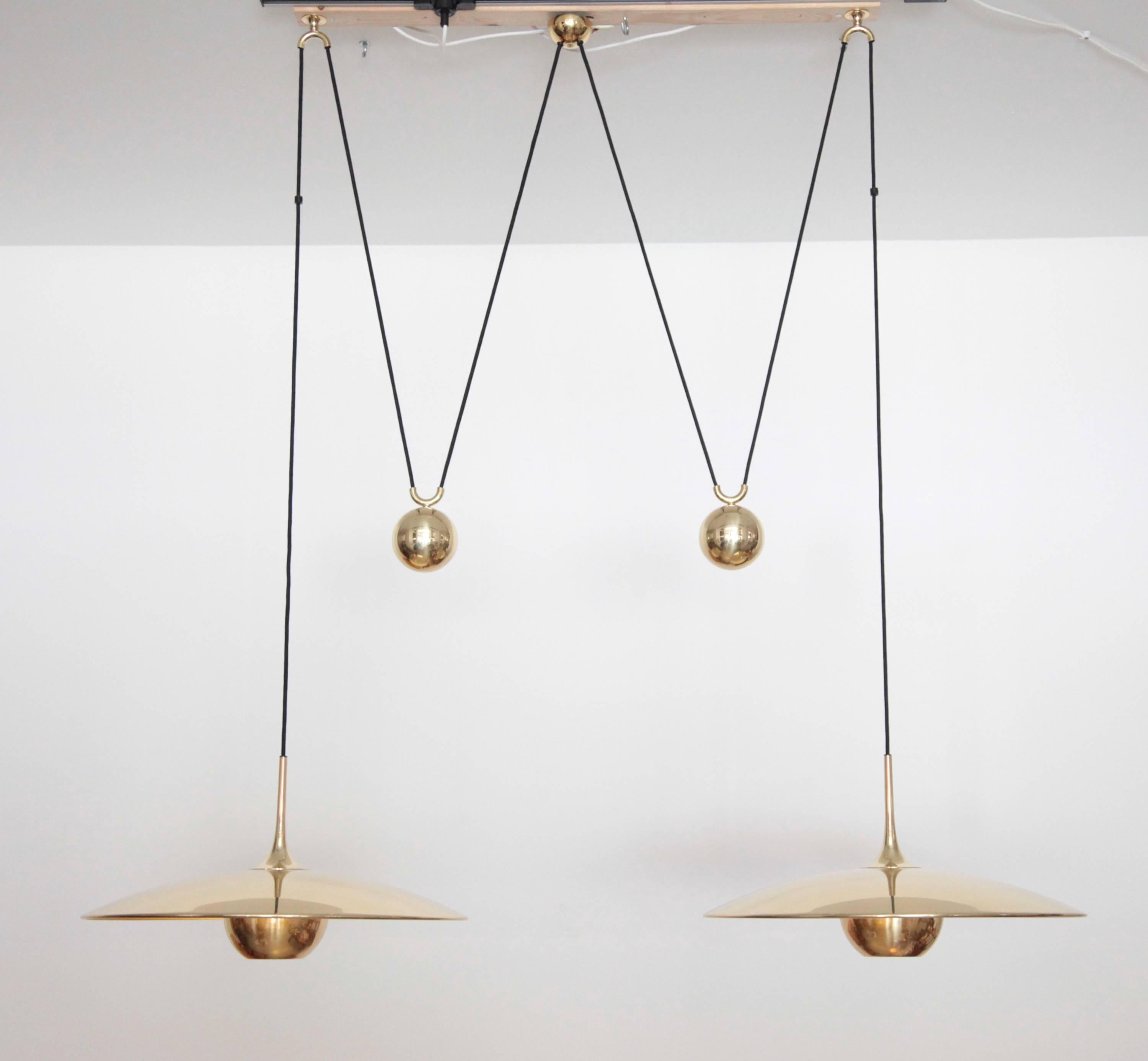 Brass Florian Schulz Double Onos 55 Pendant Lamp with Side Counter Weights