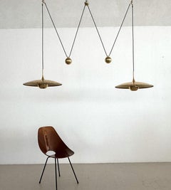 Florian Schulz Double Onos 55 Pendant Light with Counter Weights in Full Brass