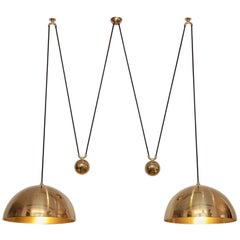 Florian Schulz Double Posa Brass Pendant Lamp with Side Counter Weights