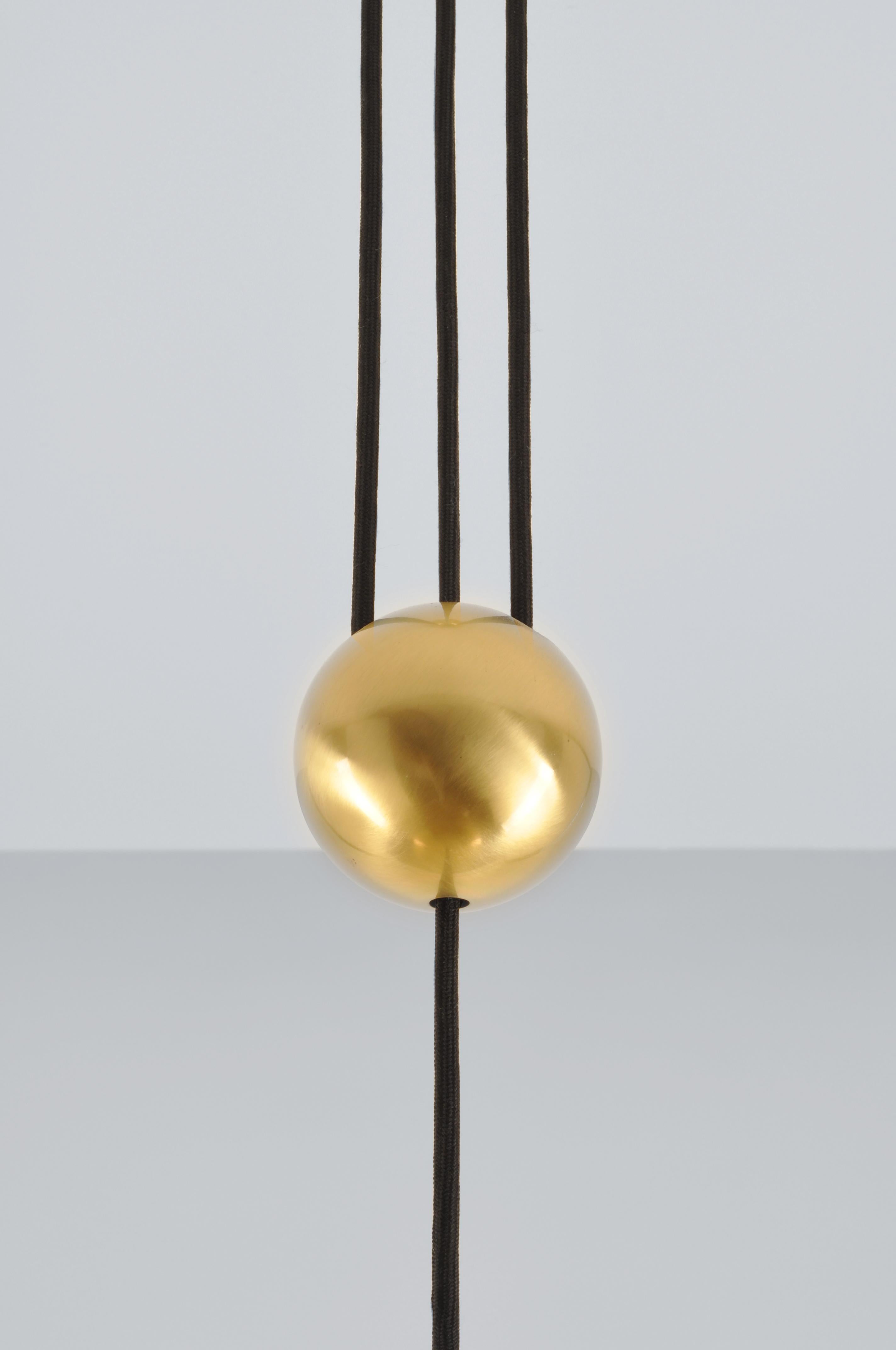 Mid-Century Modern Florian Schulz Duos 36 Counterbalance Pendant Lamp in Polished Brass or nickel For Sale