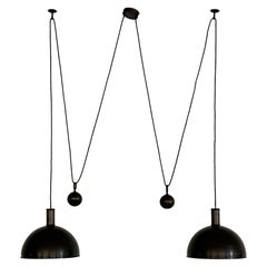 Lampada a sospensione a doppio contrappeso in ottone di Florian Schulz, anni '60