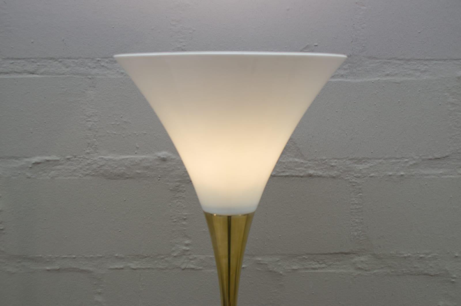 German Florian Schulz Floor Lamp Lonea in Brass with an Porcelain Lamps Shade, 1990s