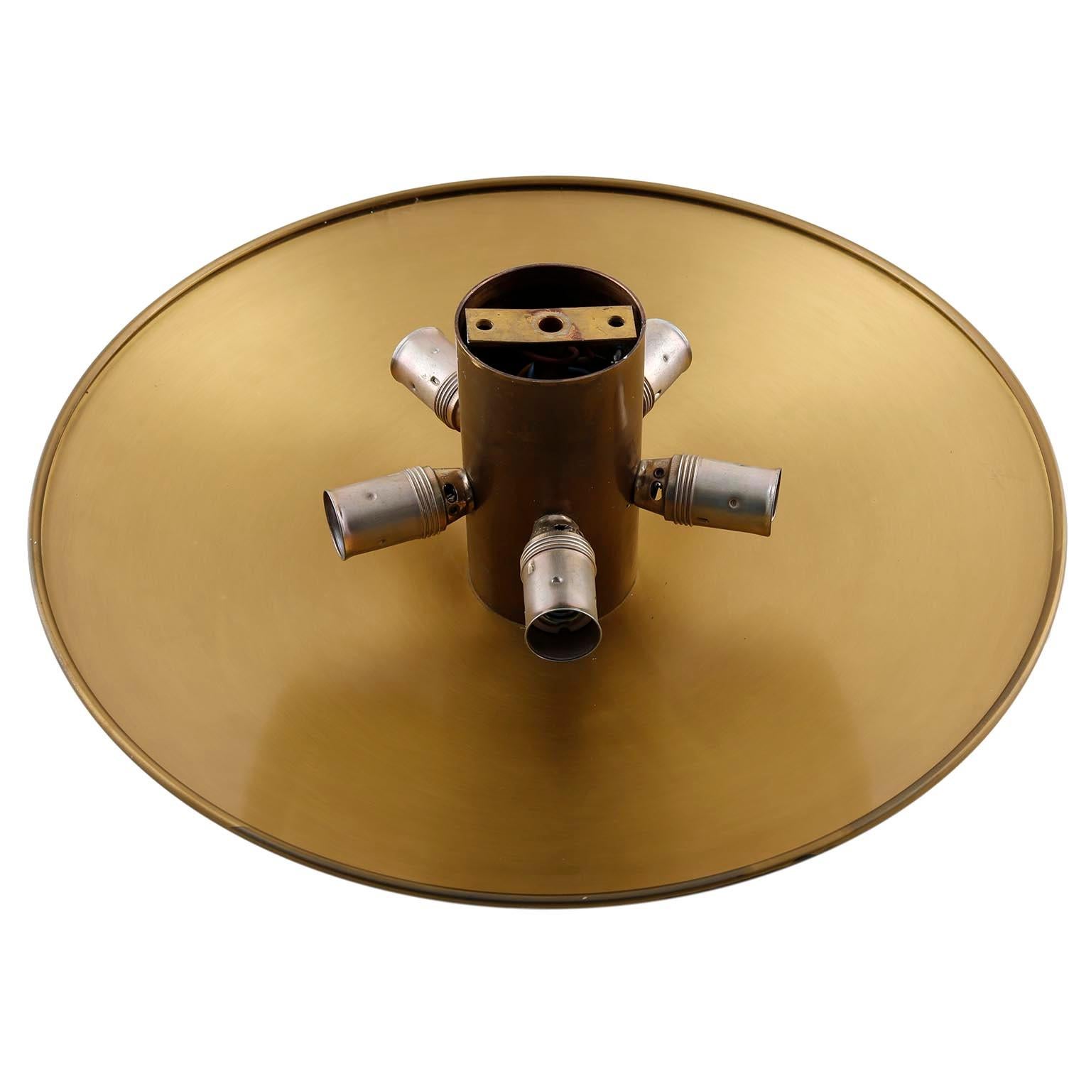 Florian Schulz Flush Mount Light, Patinated Brass Bowl, 1970s In Good Condition In Hausmannstätten, AT