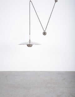 Florian Schulz Large Adjustable Chrome Counterweight Pendant Lamp, 1970