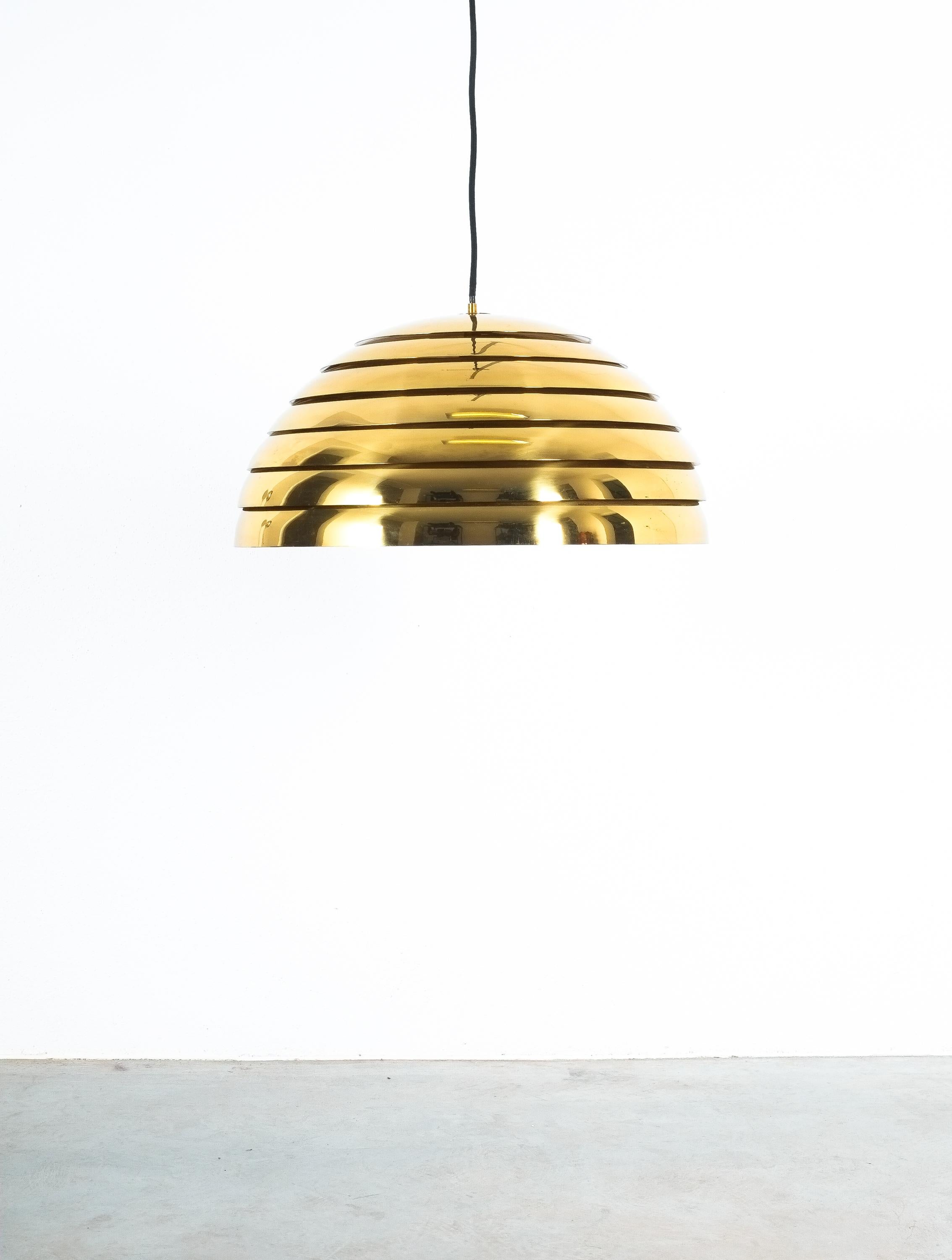 Mid-Century Modern Florian Schulz Large Brass Dome Pendant, Germany For Sale