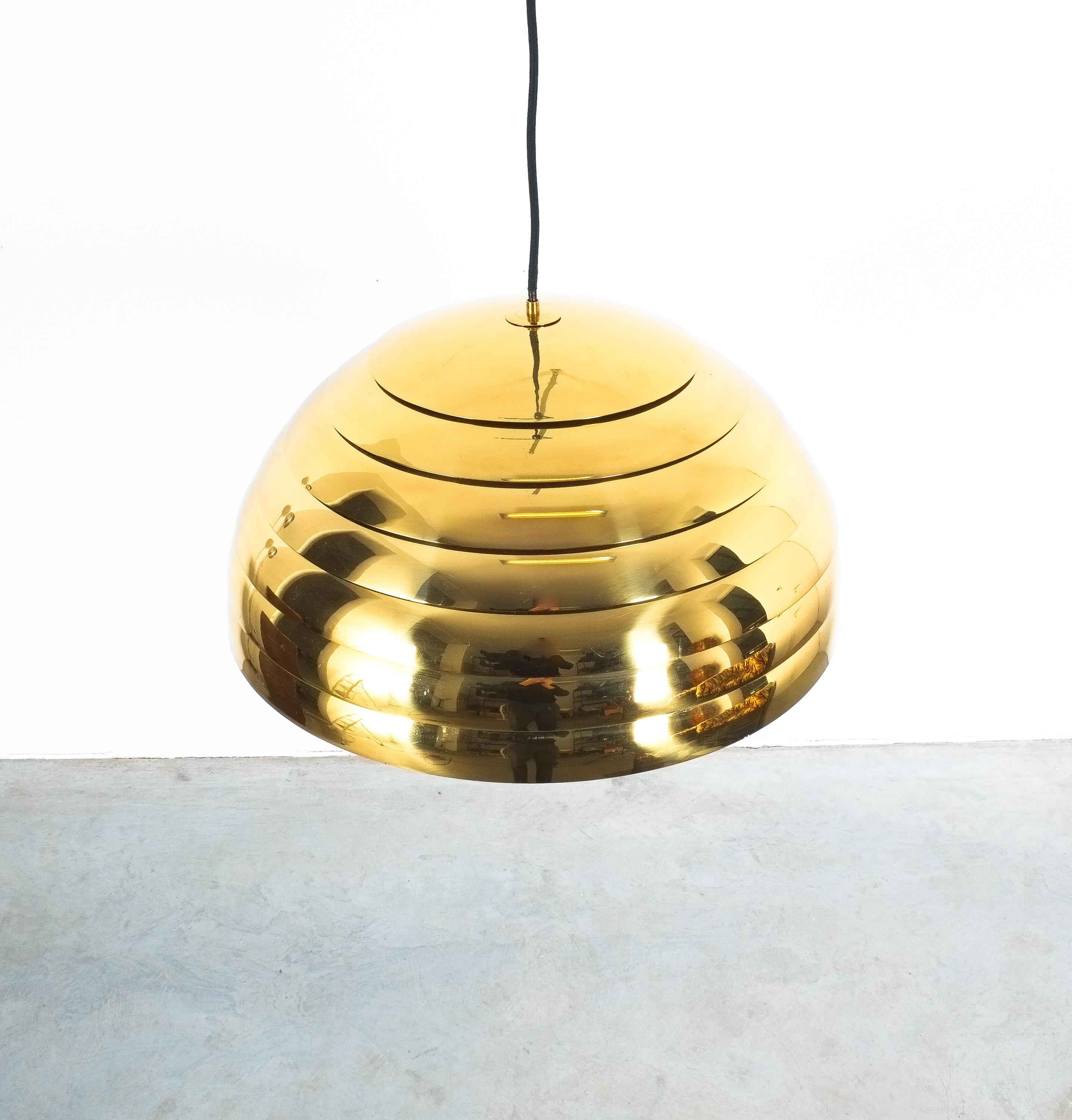 Late 20th Century Florian Schulz Large Brass Dome Pendant, Germany For Sale