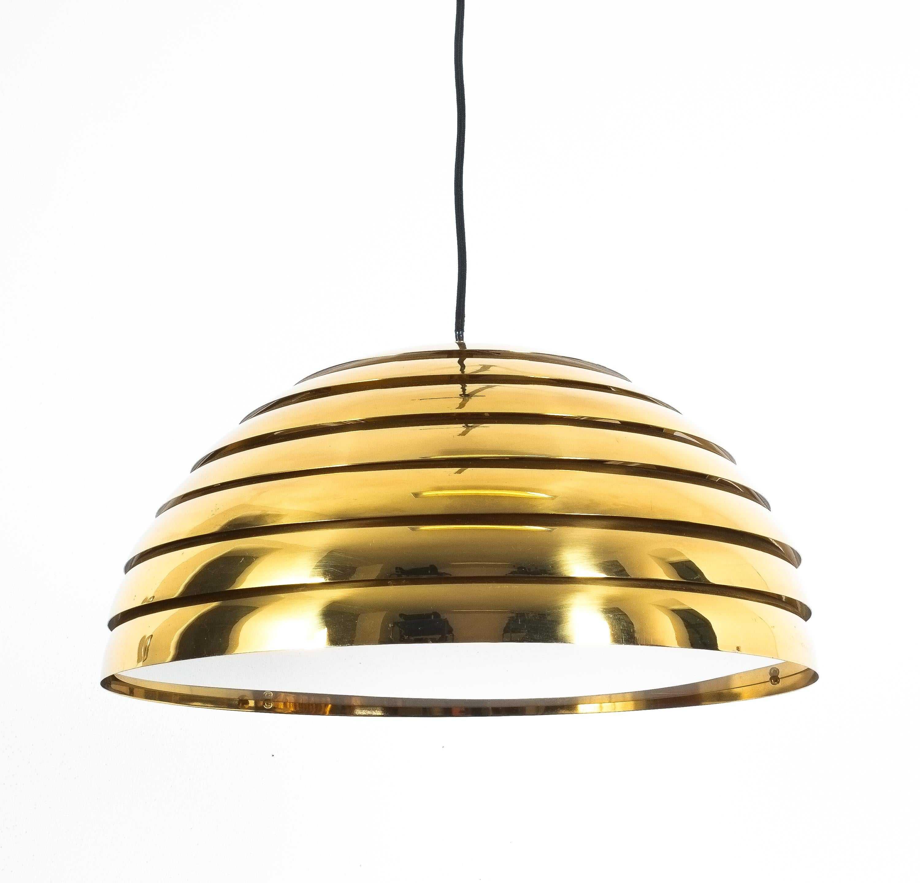 Florian Schulz Large Brass Dome Pendant, Germany For Sale 1