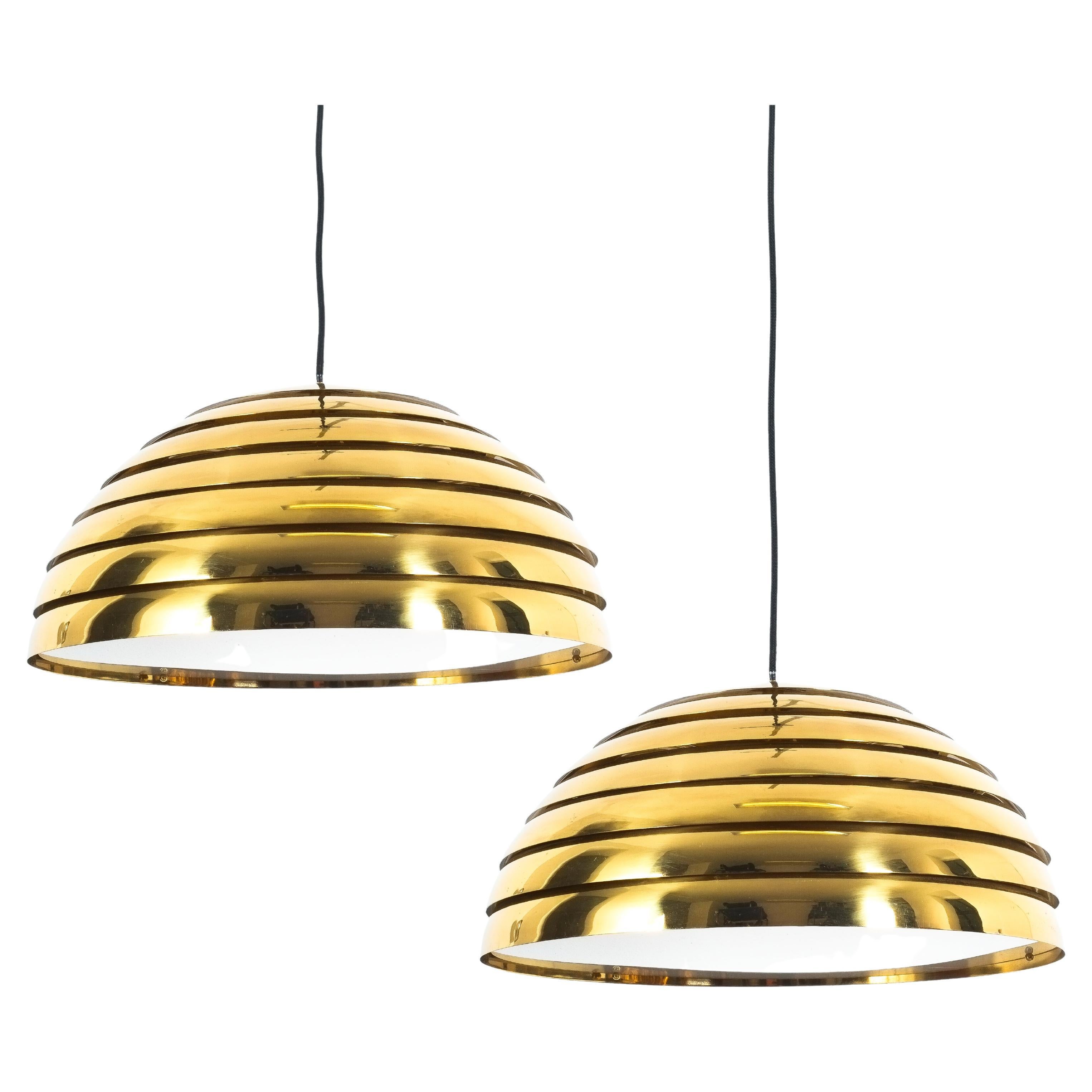 Florian Schulz Large Brass Dome Pendant, Germany For Sale