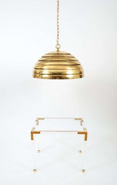 Florian Schulz Large Brass Dome Pendant with Translucent Diffuser
