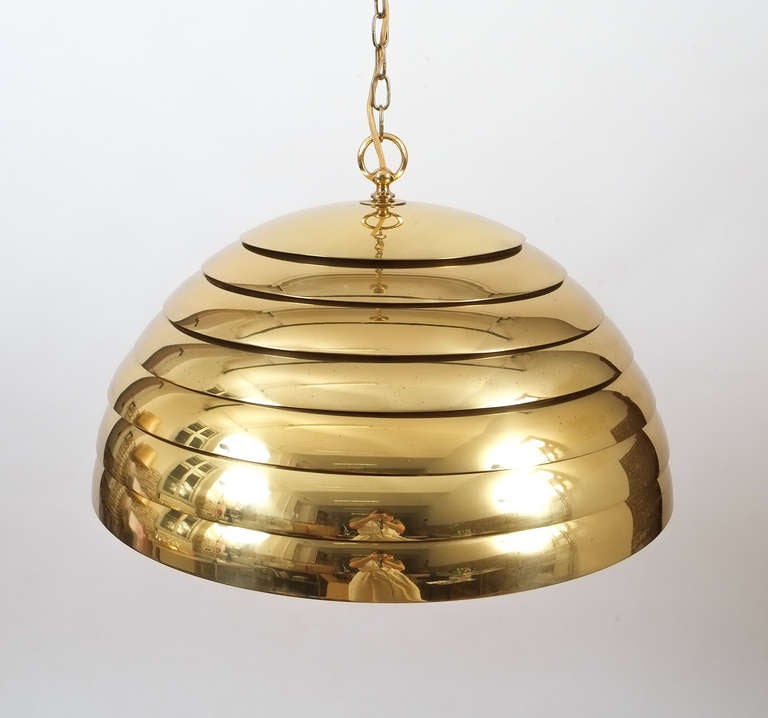 Florian Schulz Large Brass Dome Pendant with Translucent Diffuser In Good Condition For Sale In Vienna, AT