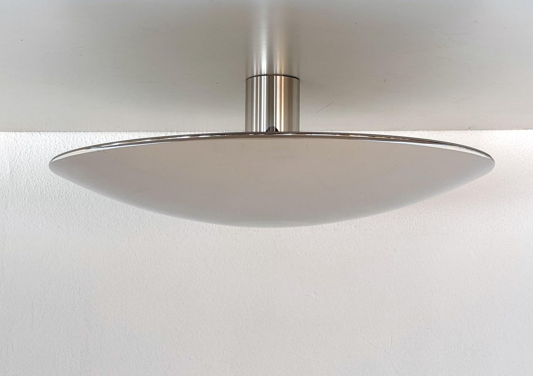 German Florian Schulz Large Flush Mount Light Sela in polished Nickel, 1970s For Sale