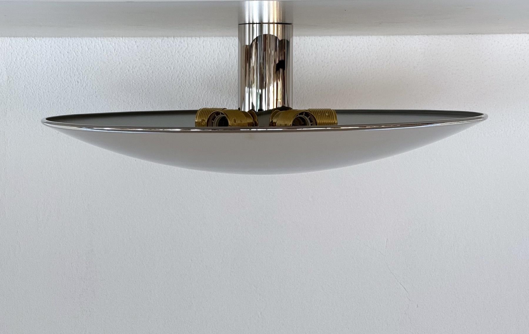 Polished Florian Schulz Large Flush Mount Light Sela in polished Nickel, 1970s For Sale