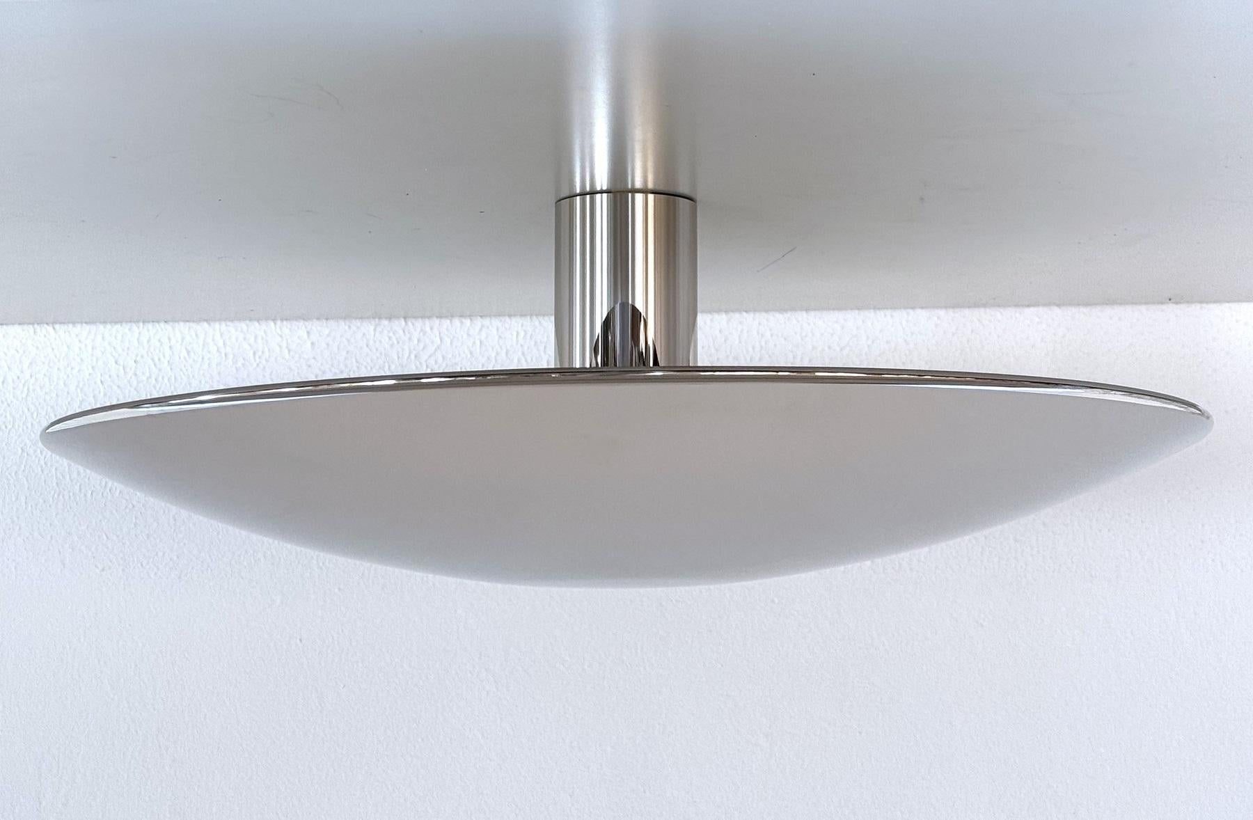 Late 20th Century Florian Schulz Large Flush Mount Light Sela in polished Nickel, 1970s For Sale