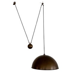 Florian Schulz Large Vintage Brass Counterweight Pendant Light, 1970s