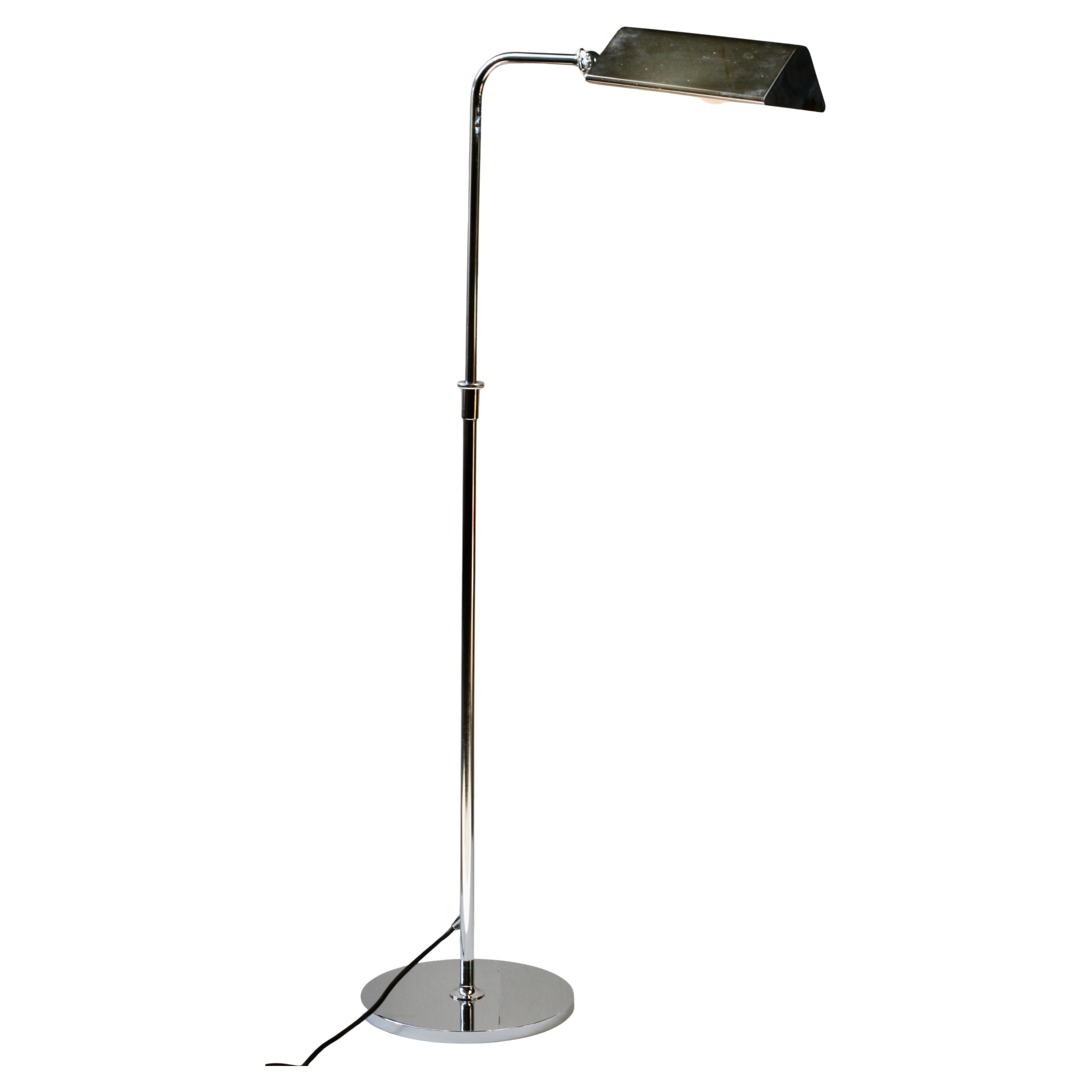 Lampadaire réglable chromé allemand moderne du milieu du siècle dernier de Florian Schulz