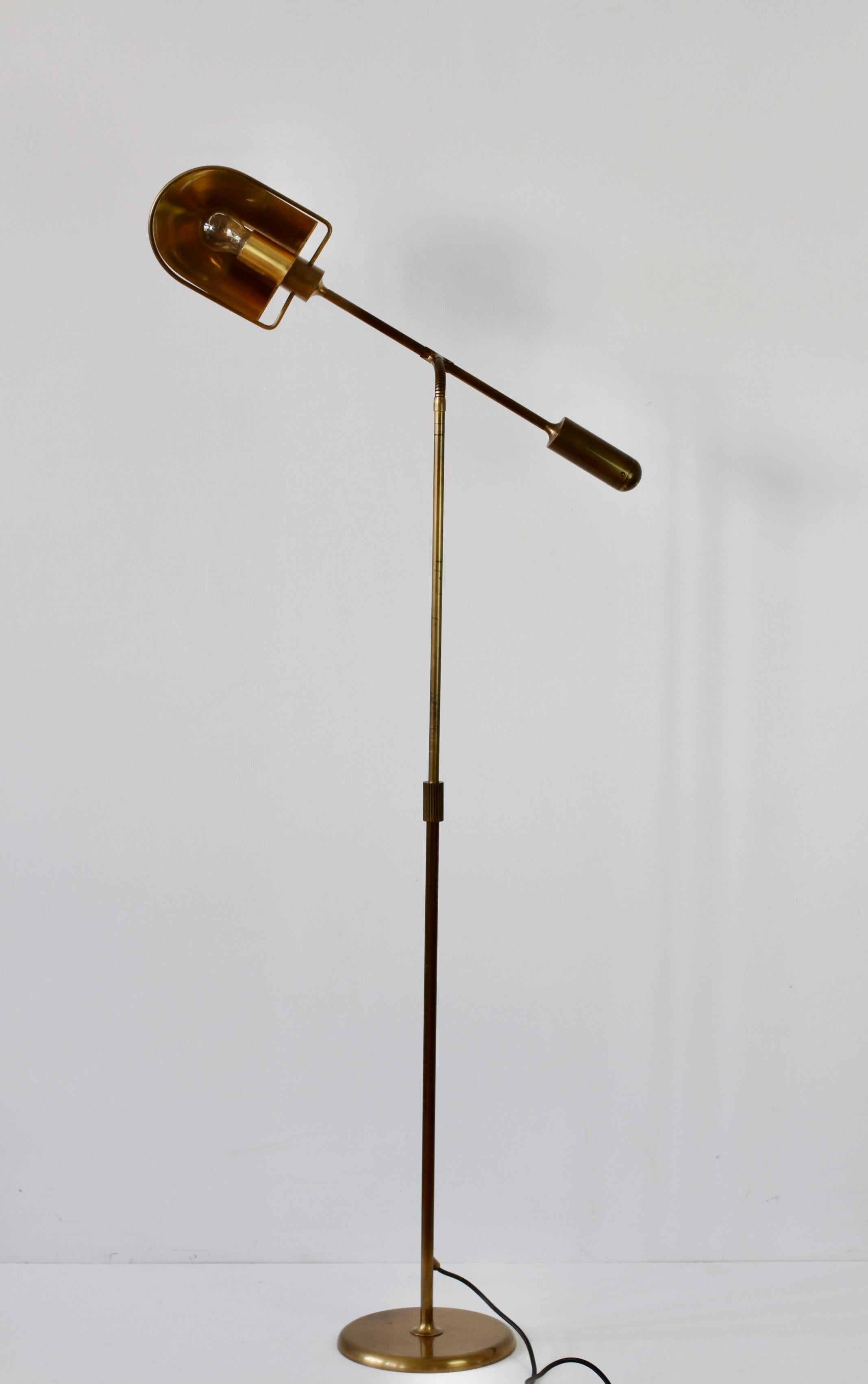 Florian Schulz Mid-Century Modernist Dimmable Brass 1980s Adjustable Floor Lamp 3