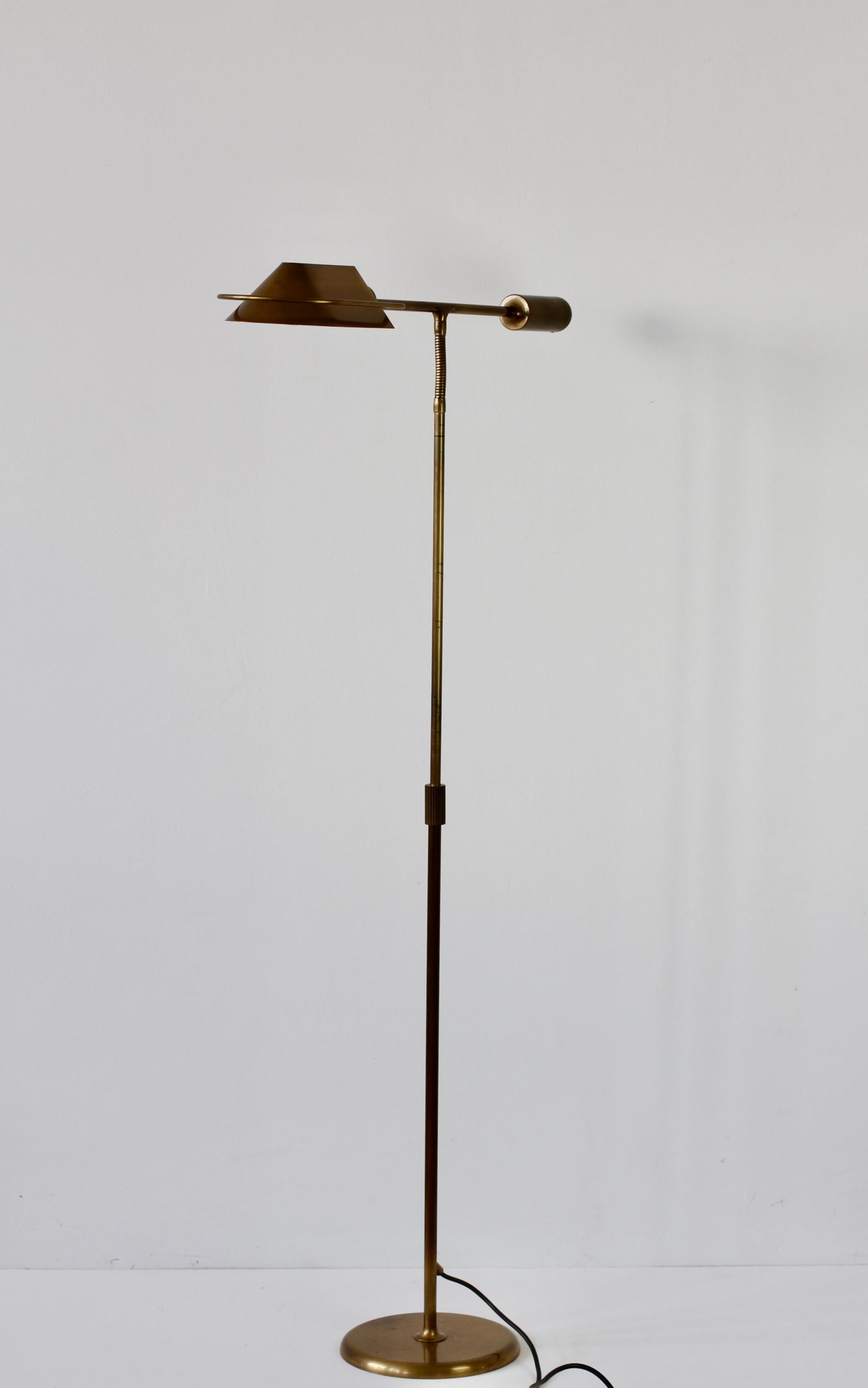 Florian Schulz Mid-Century Modernist Dimmable Brass 1980s Adjustable Floor Lamp 4