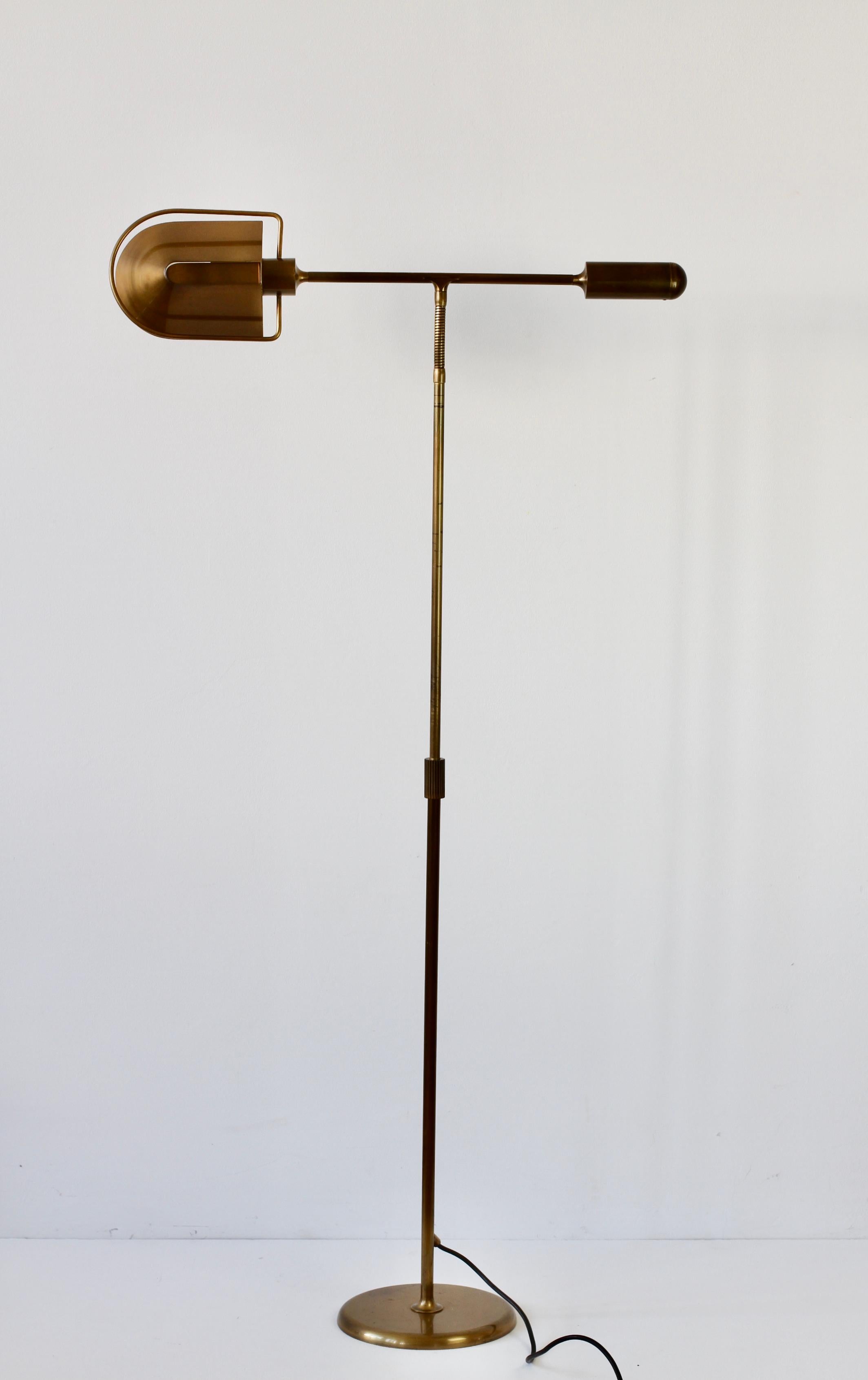 Late 20th Century Florian Schulz Mid-Century Modernist Dimmable Brass 1980s Adjustable Floor Lamp