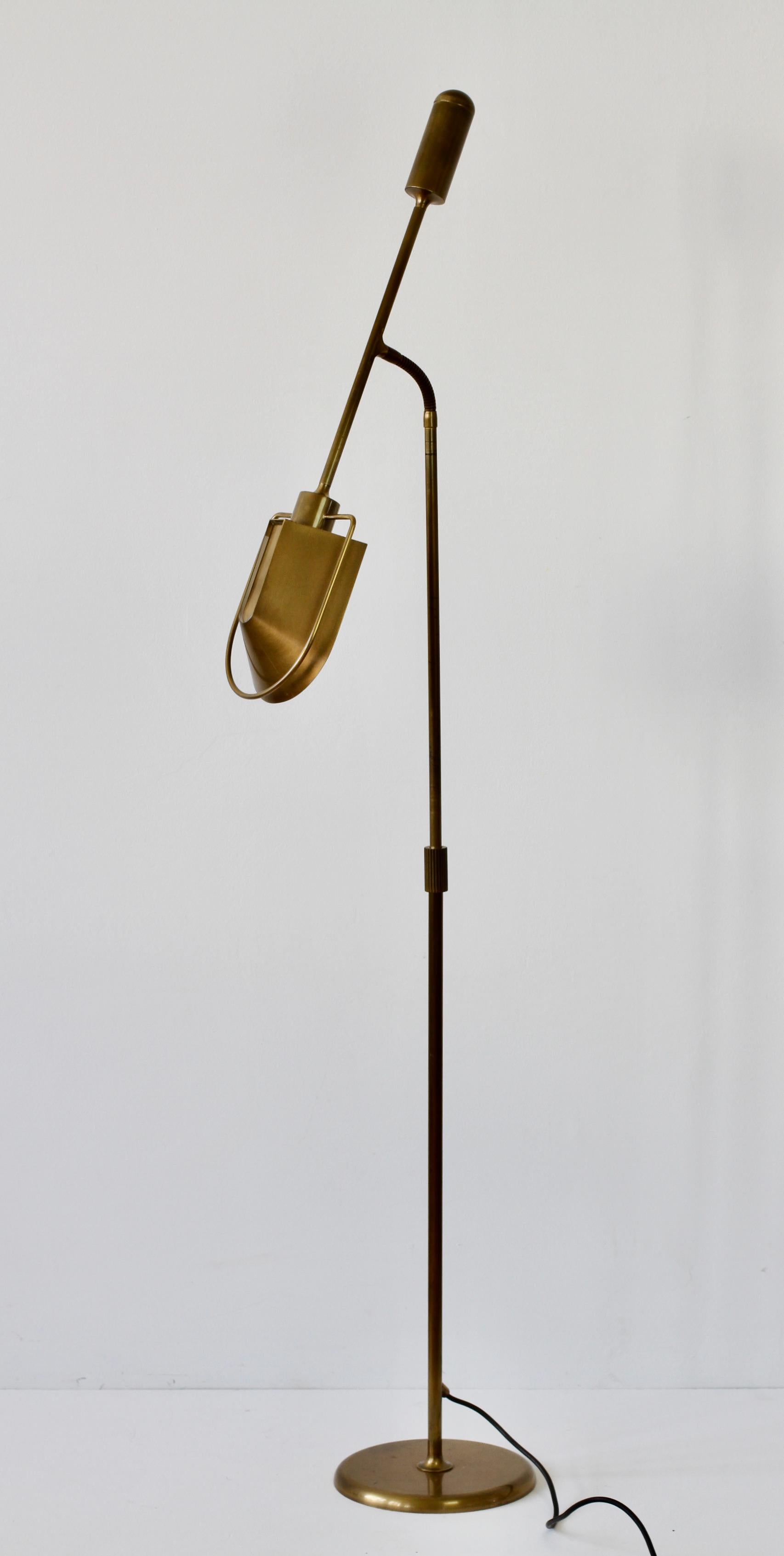 Metal Florian Schulz Mid-Century Modernist Dimmable Brass 1980s Adjustable Floor Lamp