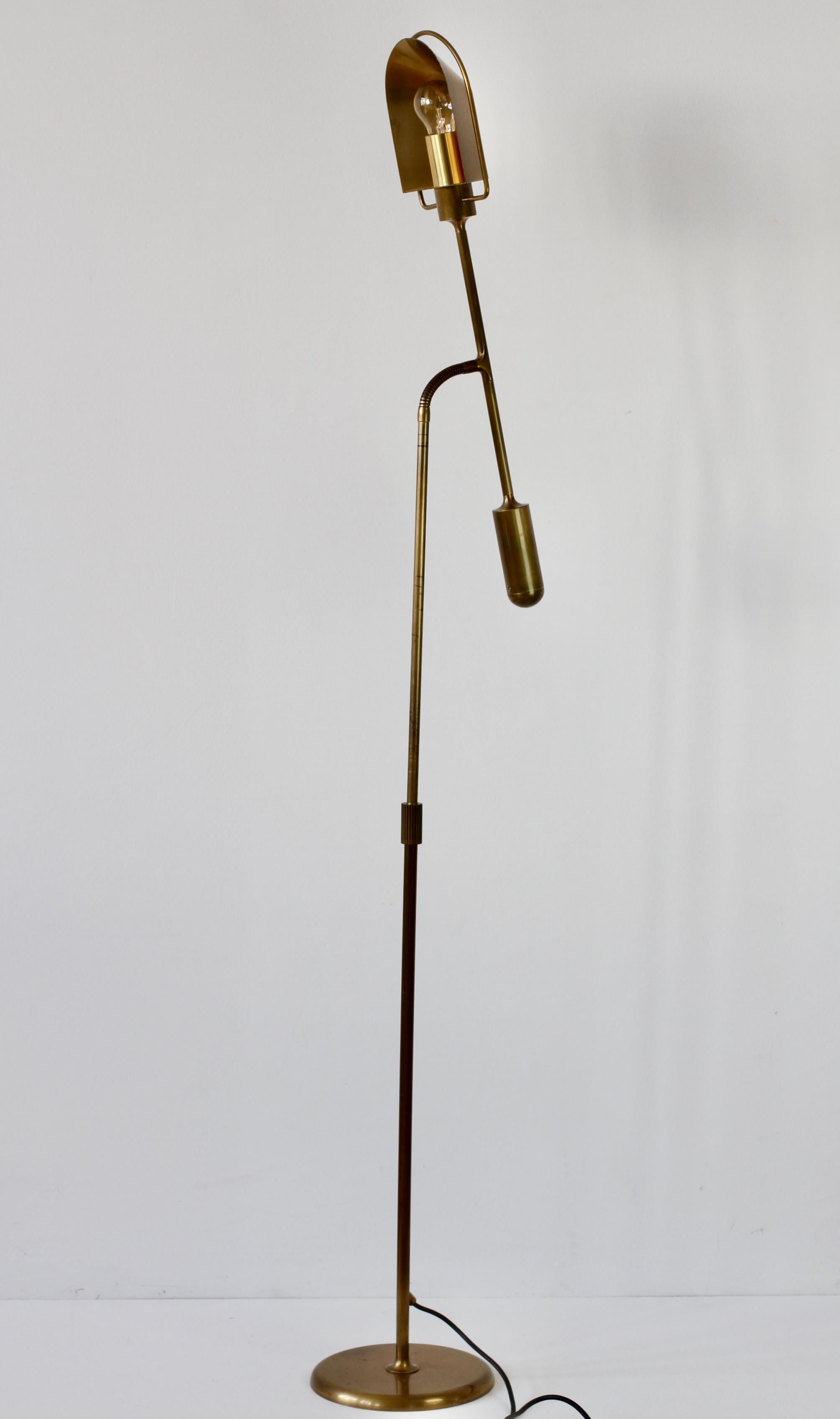 Florian Schulz Mid-Century Modernist Dimmable Brass 1980s Adjustable Floor Lamp 2