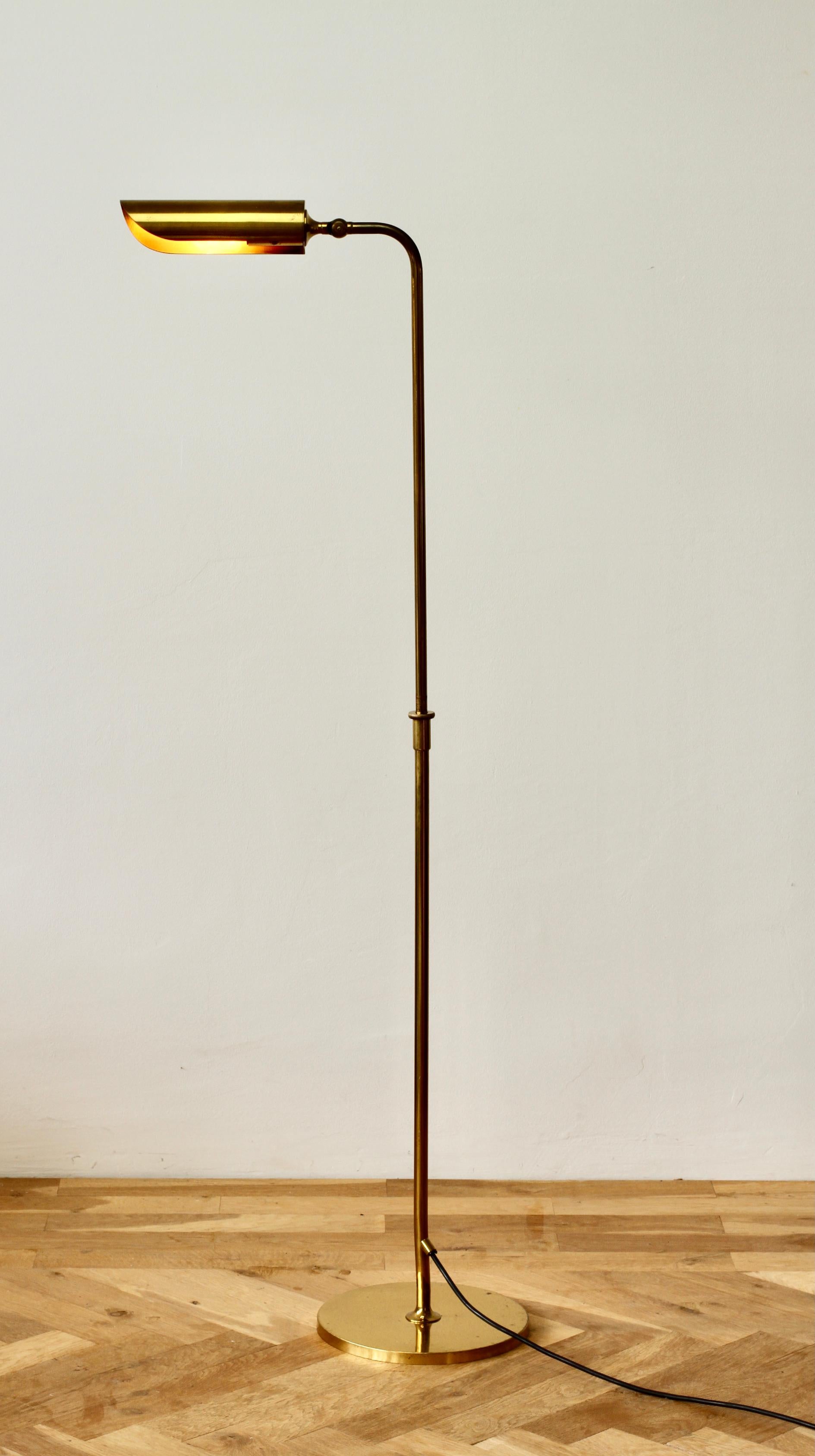 Florian Schulz Mid-Century Vintage Modernist Brass 1970s Adjustable Floor Lamp 4