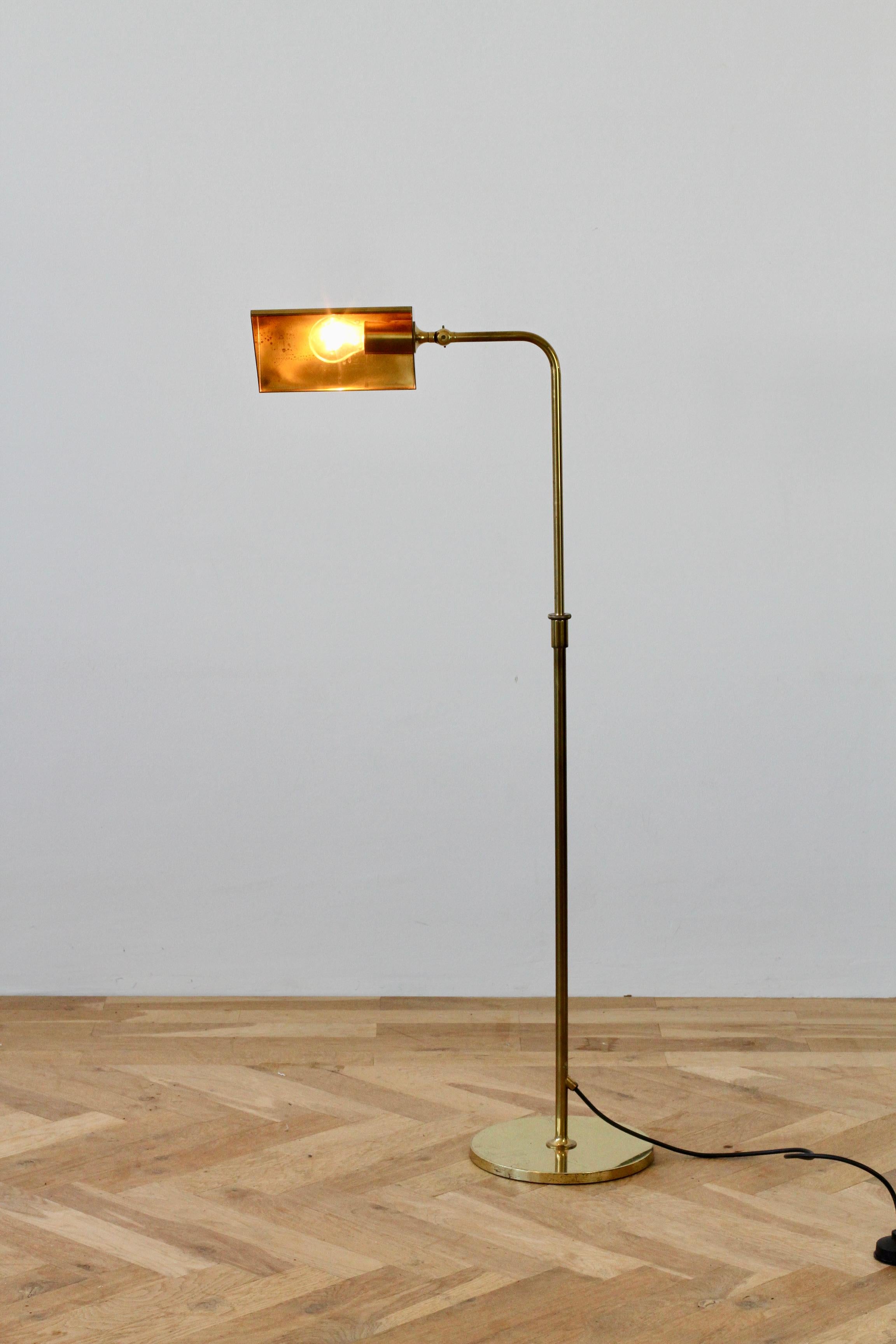 Florian Schulz Midcentury Vintage Modernist Brass 1970s Adjustable Floor Lamp 8