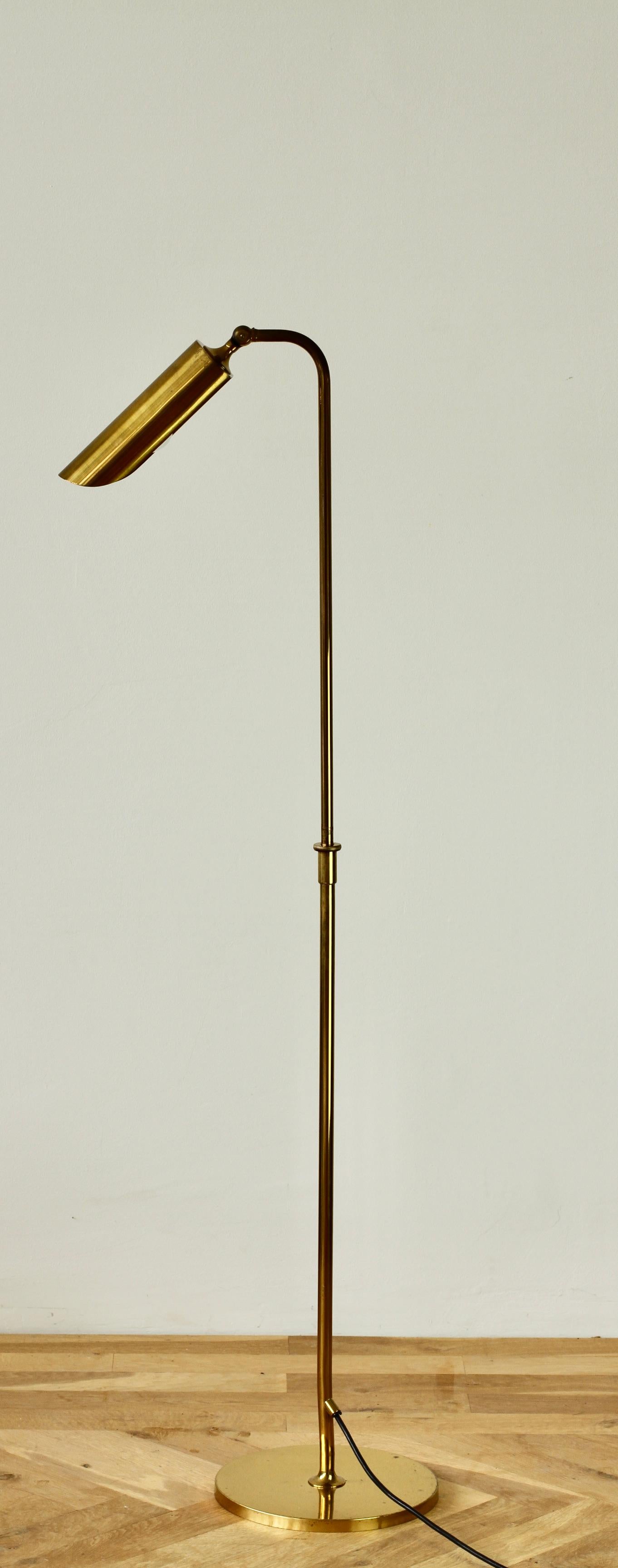 Mid-Century Modern Florian Schulz Mid-Century Vintage Modernist Brass 1970s Adjustable Floor Lamp