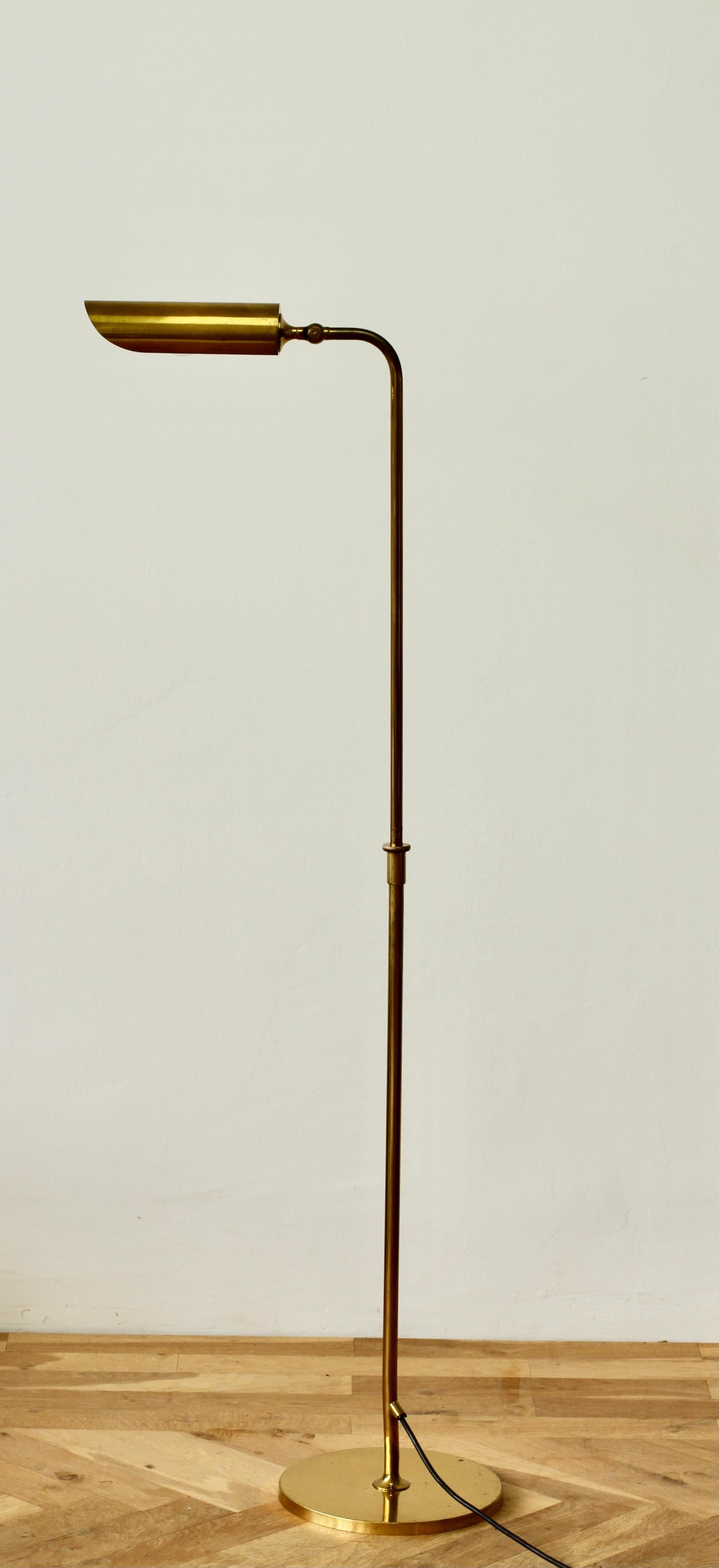 German Florian Schulz Mid-Century Vintage Modernist Brass 1970s Adjustable Floor Lamp