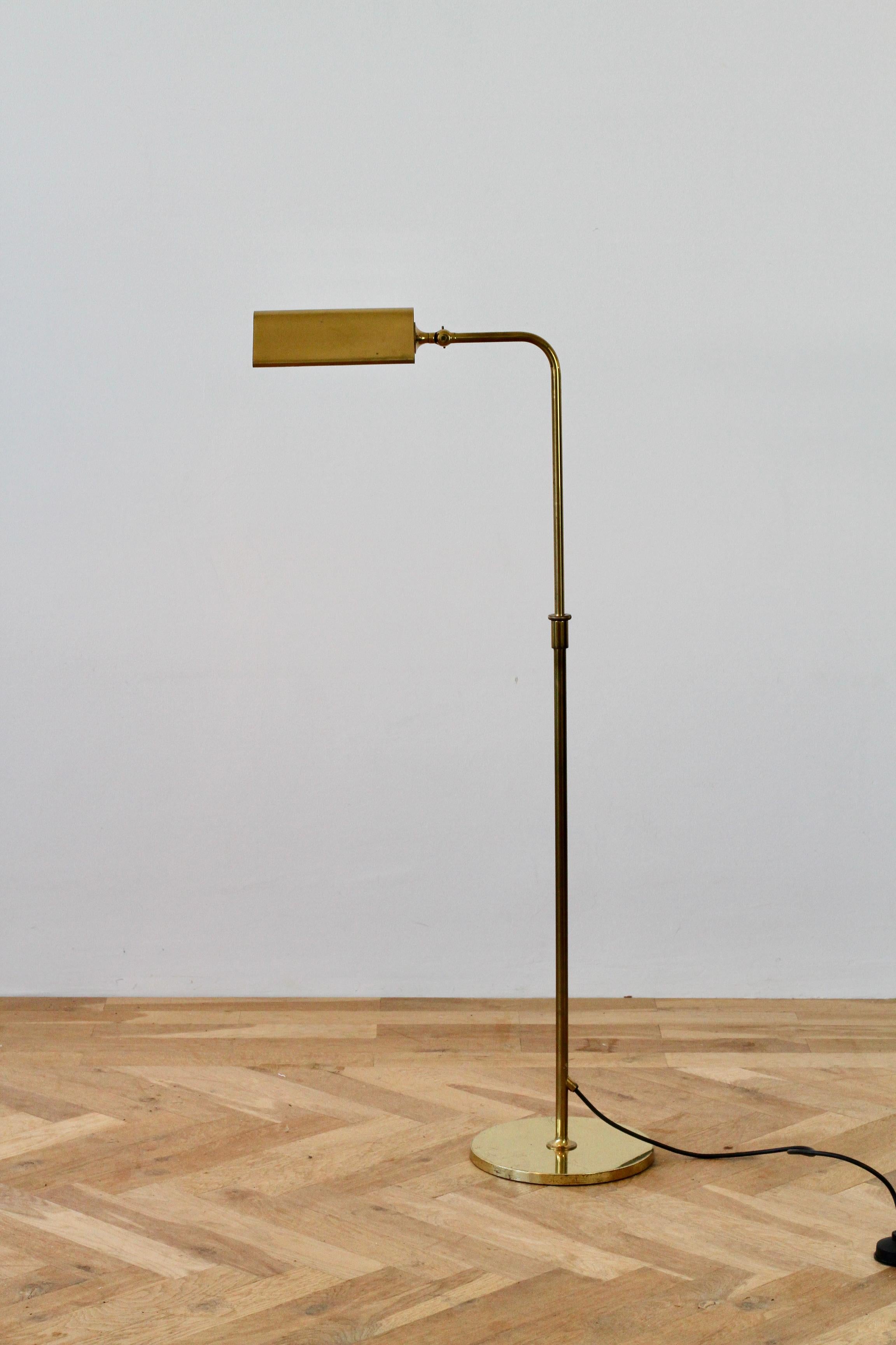 German Florian Schulz Midcentury Vintage Modernist Brass 1970s Adjustable Floor Lamp