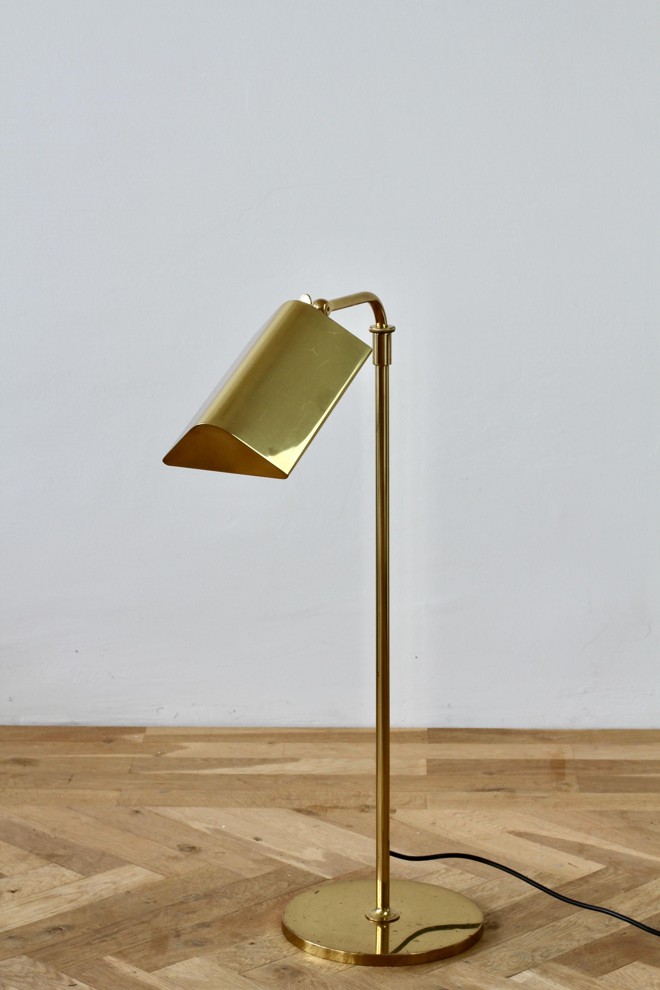 Polished Florian Schulz Mid-Century Vintage Modernist Brass 1970s Adjustable Floor Lamp
