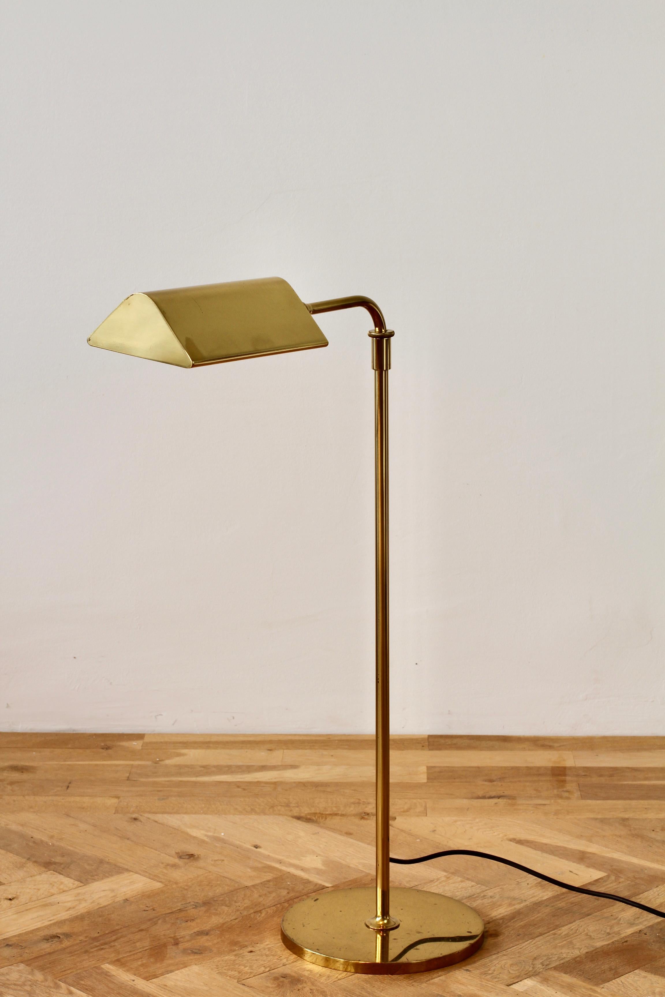 Florian Schulz Mid-Century Vintage Modernist Brass 1970s Adjustable Floor Lamp In Good Condition In Landau an der Isar, Bayern