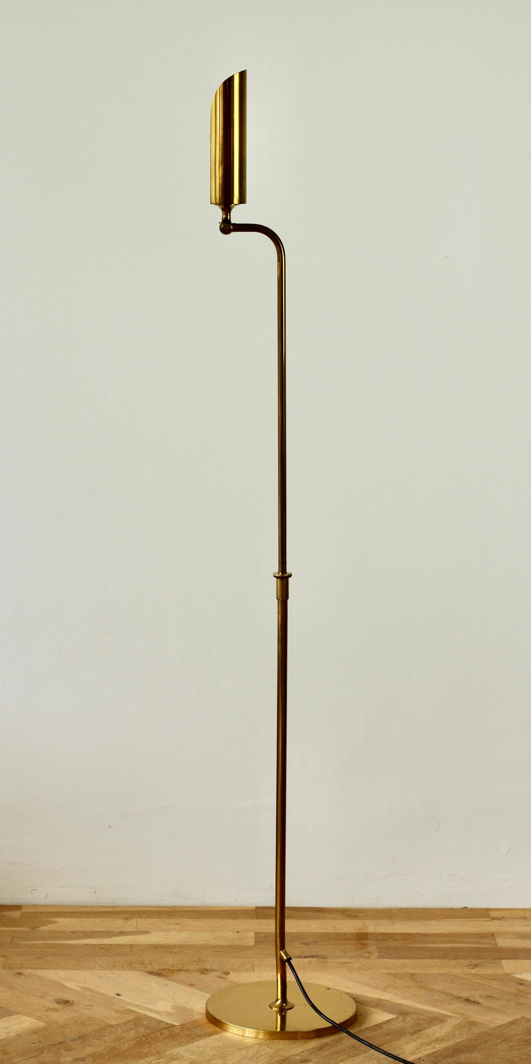Late 20th Century Florian Schulz Mid-Century Vintage Modernist Brass 1970s Adjustable Floor Lamp
